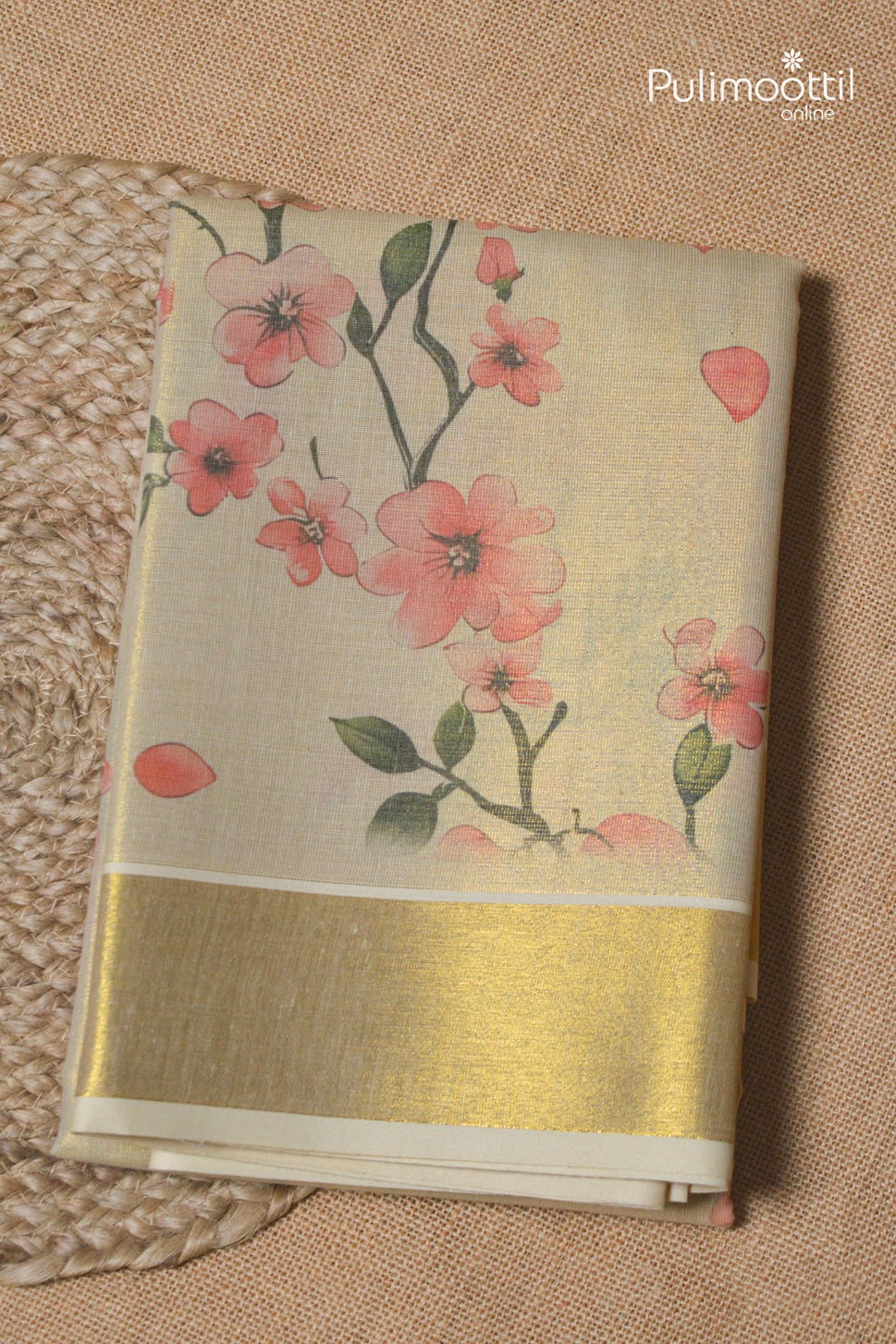 Kerala Traditional Golden Tissue Set Saree