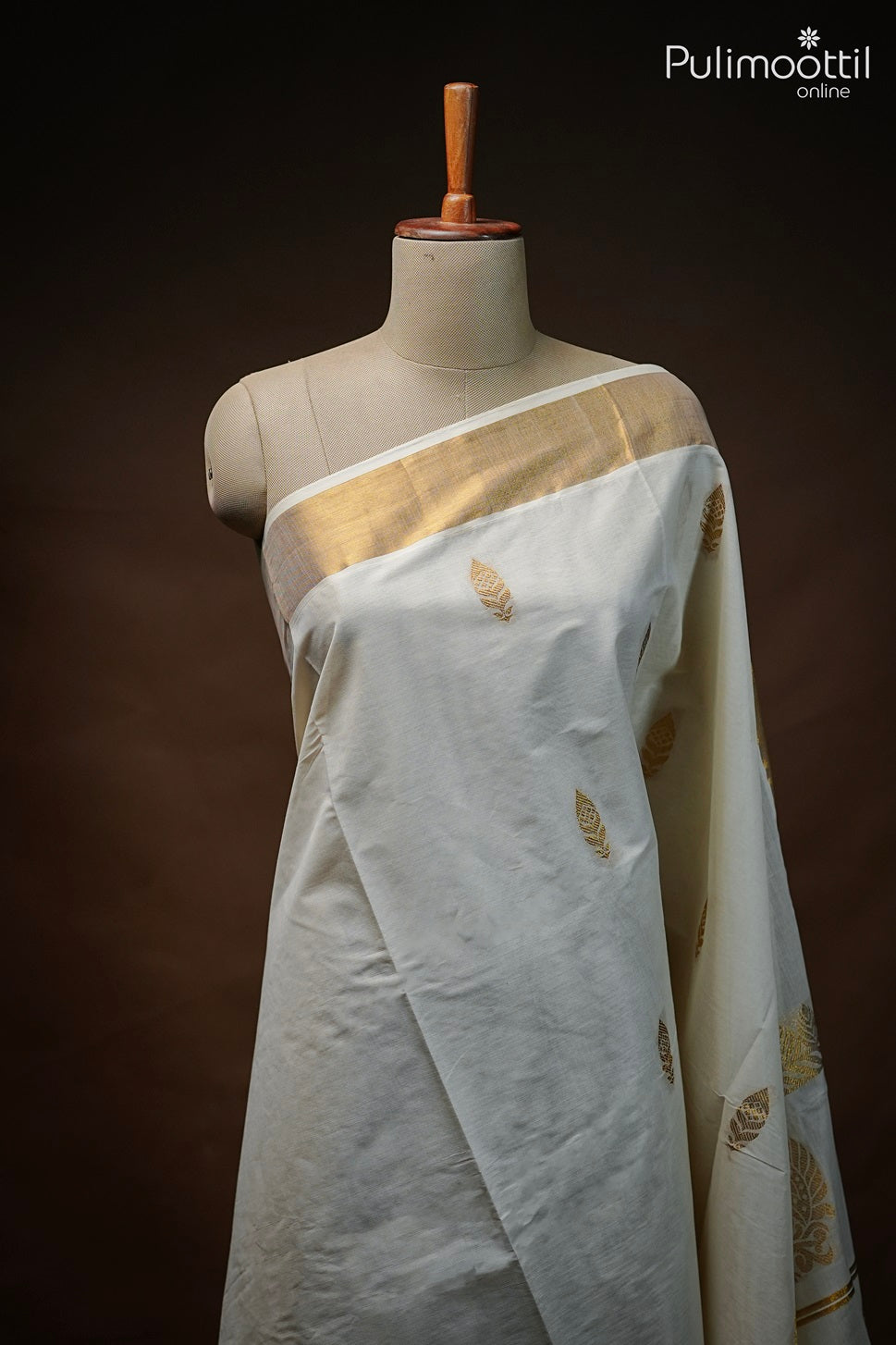 kerala Cream Colour Cotton Set Saree.