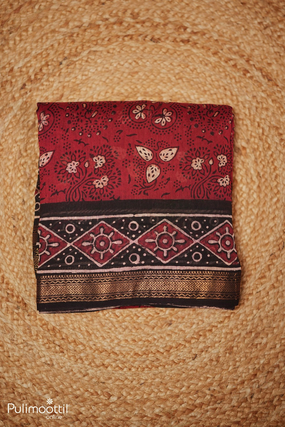 Brick Red Colour Chanderi Saree