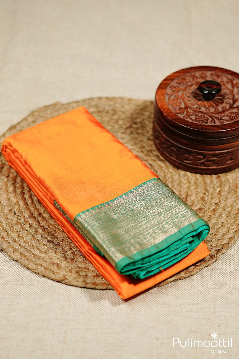 Yellowish Orange Colour Arni Silk Saree.