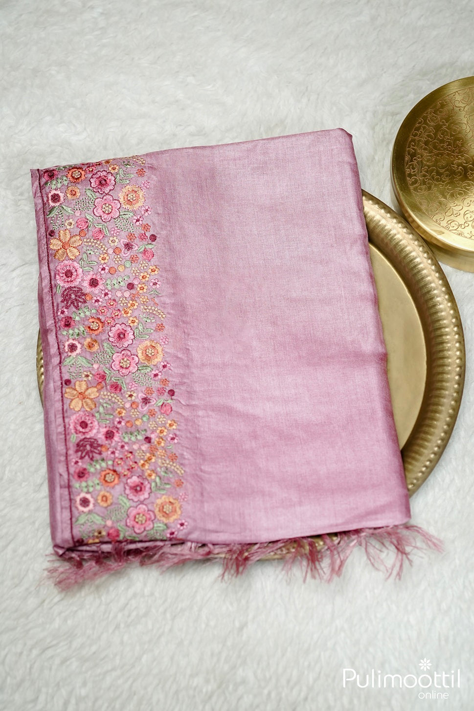 Soft Pink Tussar Silk Saree.