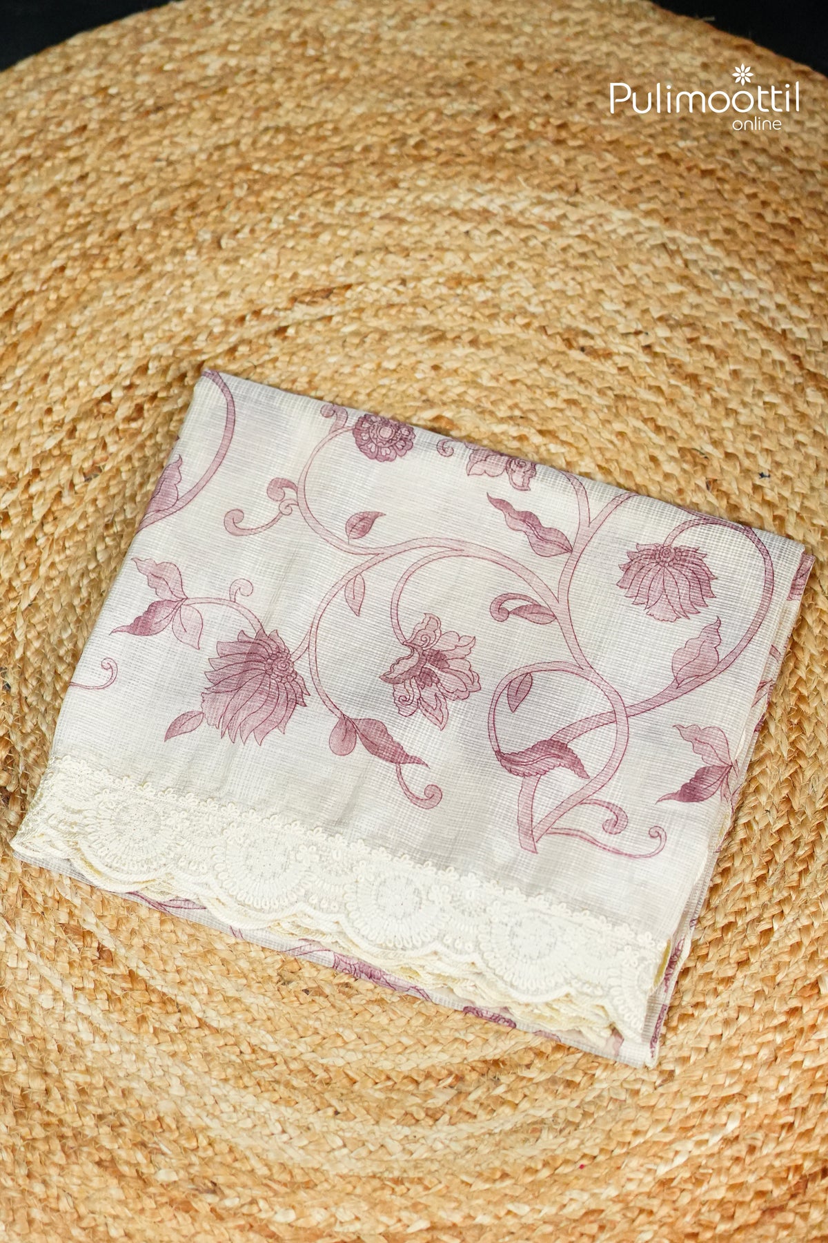 Ivory Colour Net Cotta Saree
