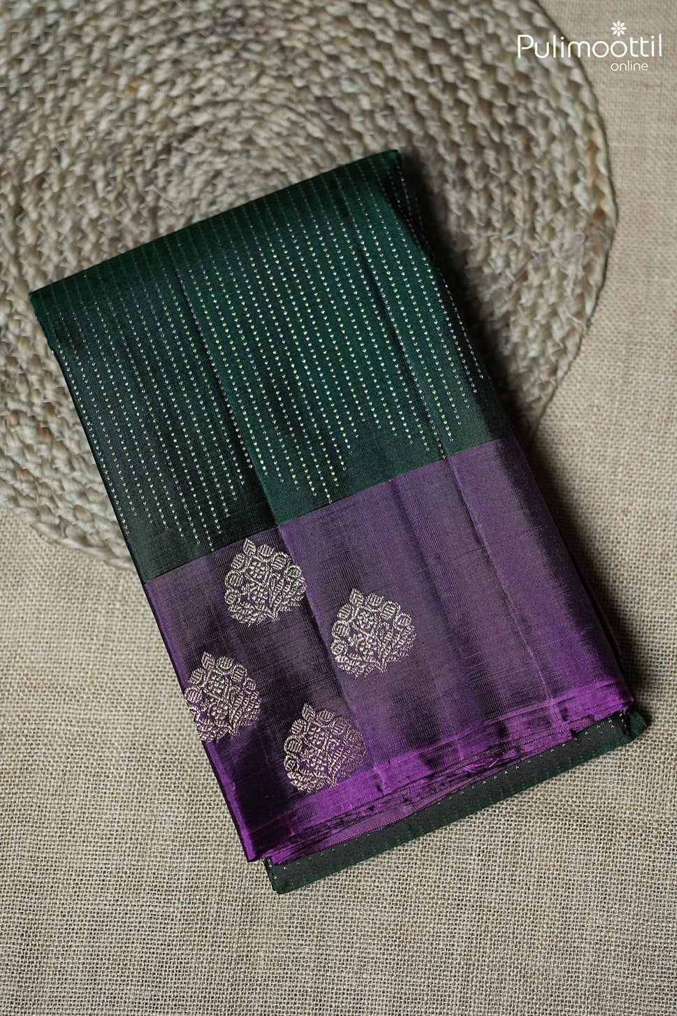 Bottle Green Colour Kanchipuram Designer Saree