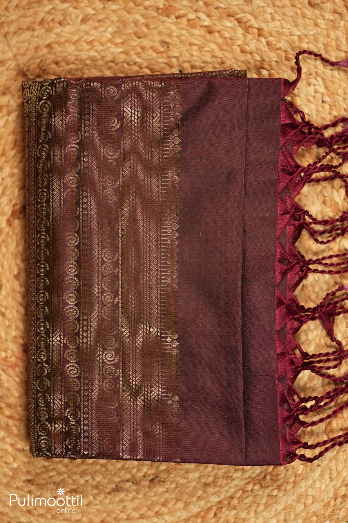 Deep Maroon Color Kanchipuram Soft Silk Saree