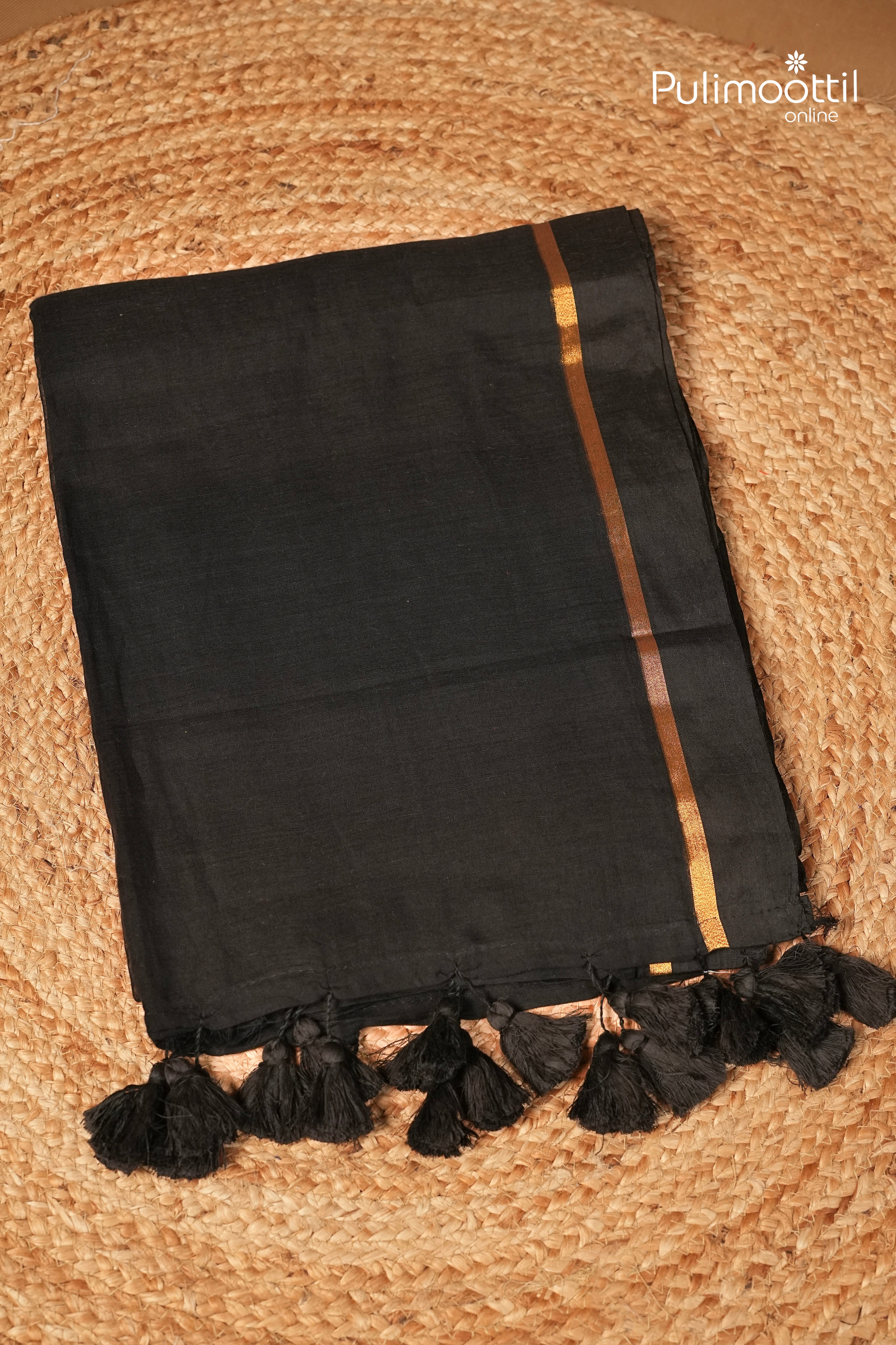 Black Colour Mul Cotton Saree