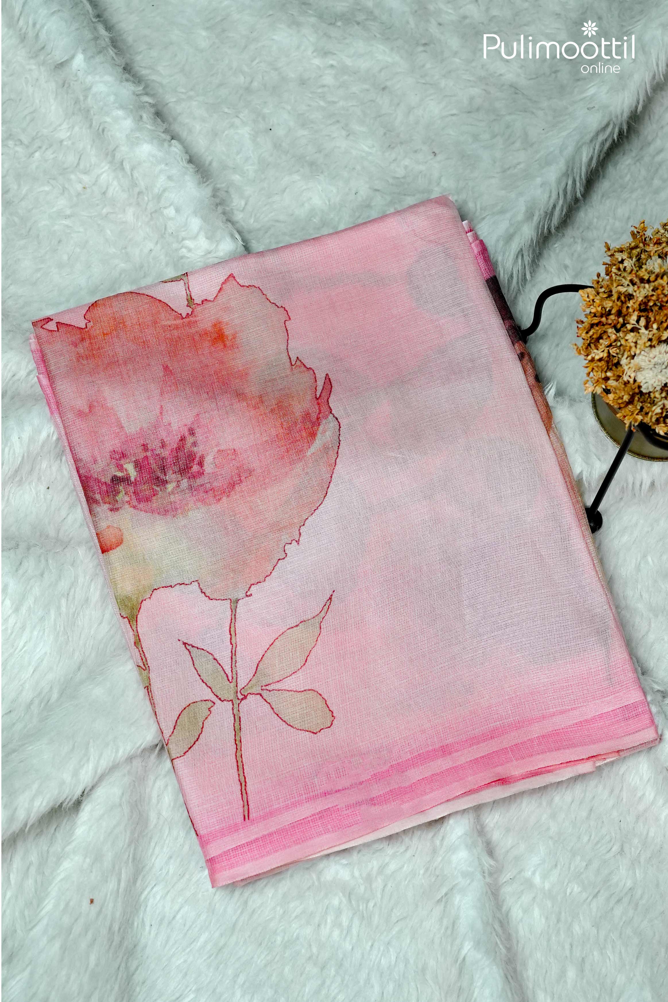 Beige Colour Netcota Saree.