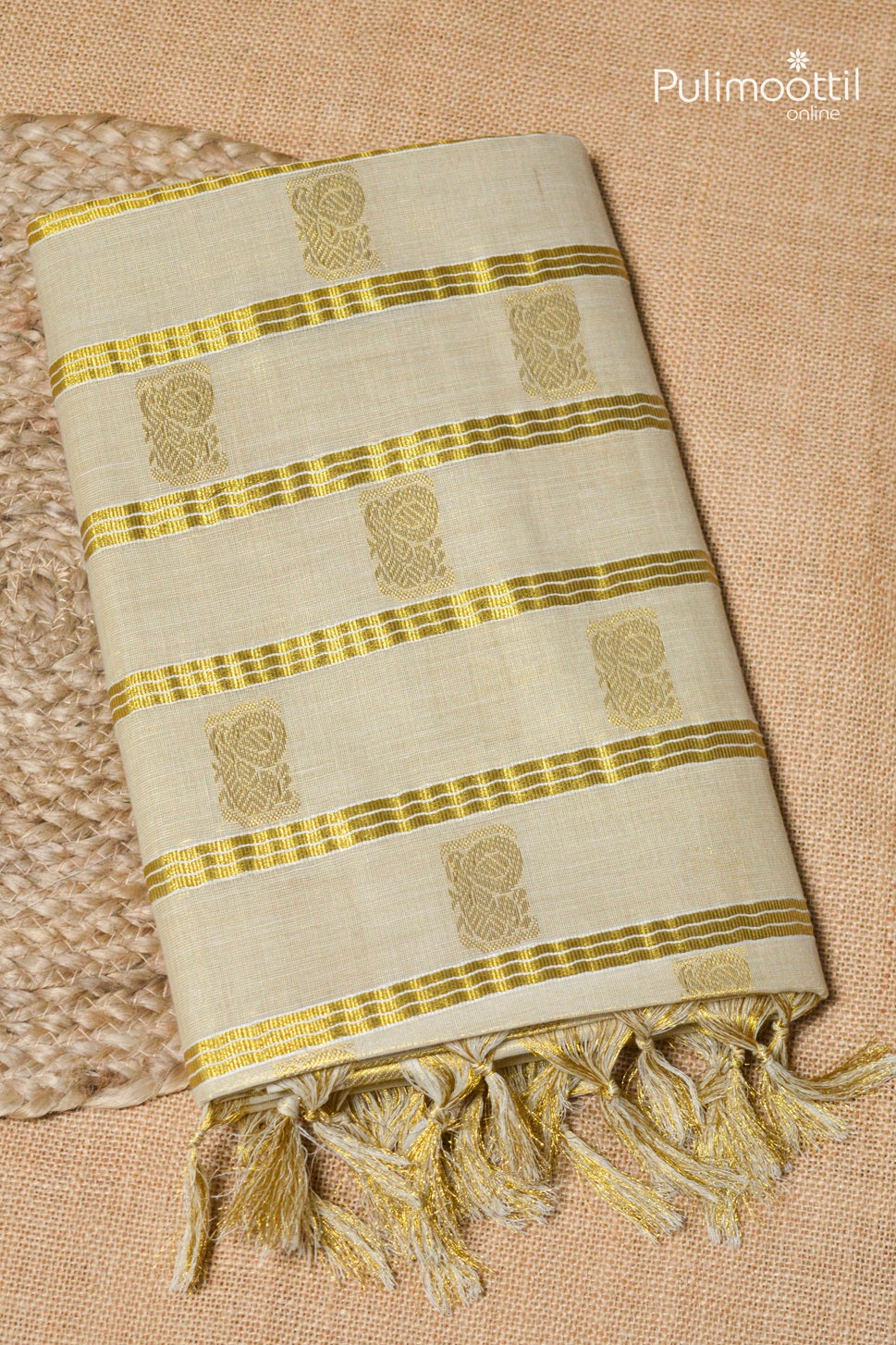 Kerala Traditional Golden Tissue Set Saree