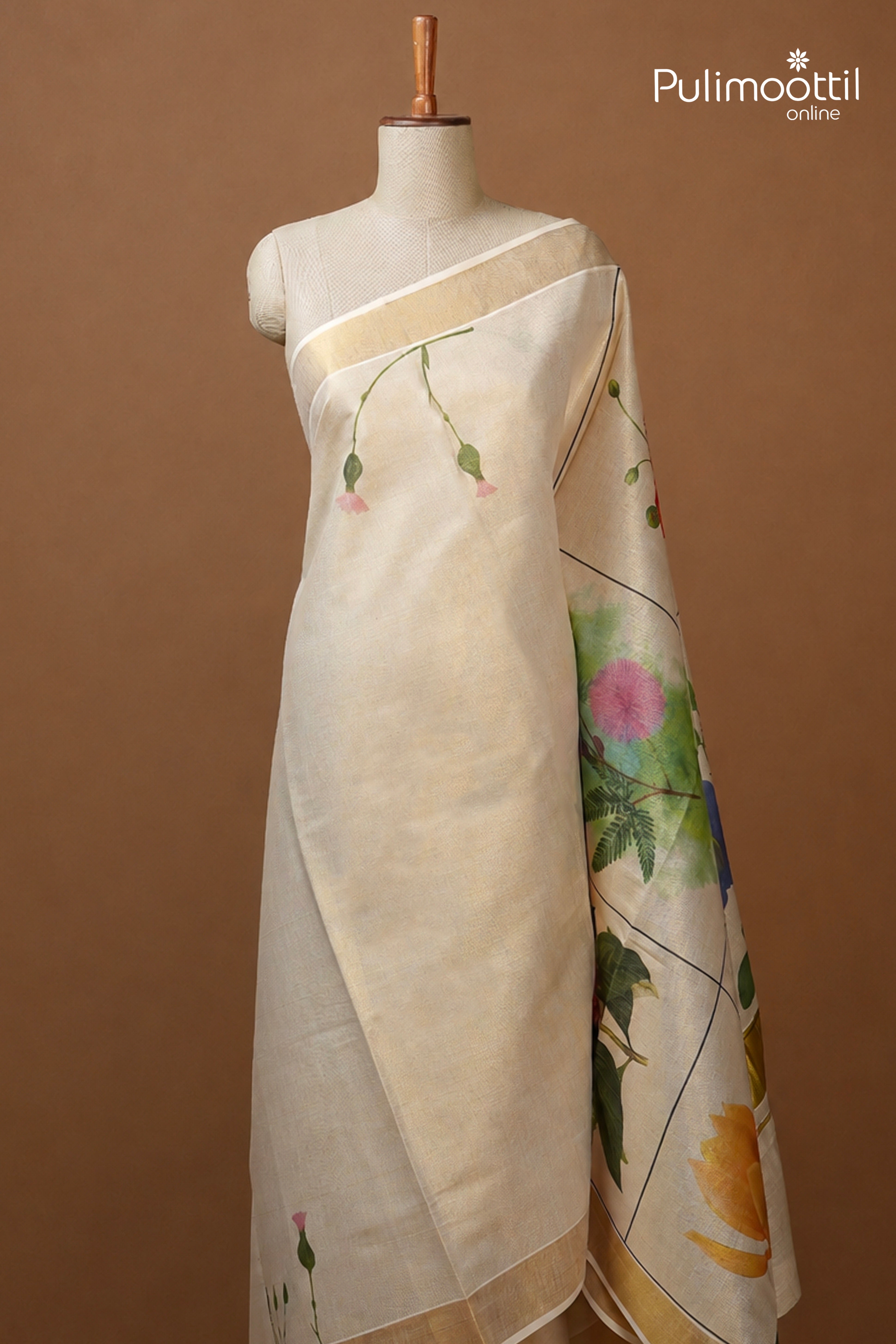 Kerala Traditional Golden Tissue Set Saree