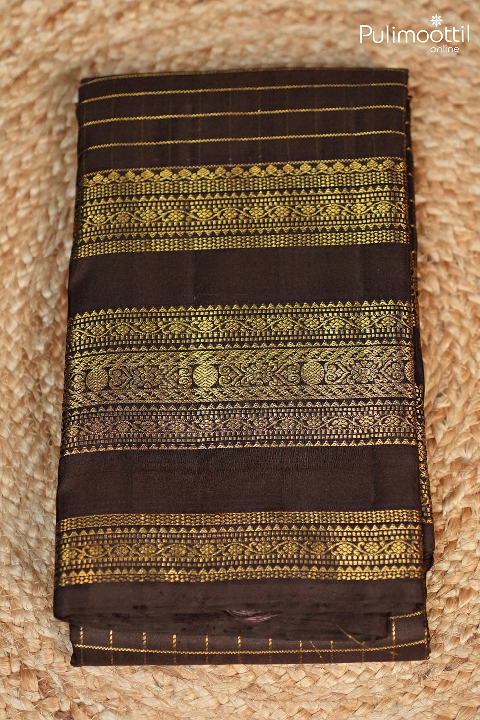 Coffee Brown Colour Kanchipuram Designer Saree