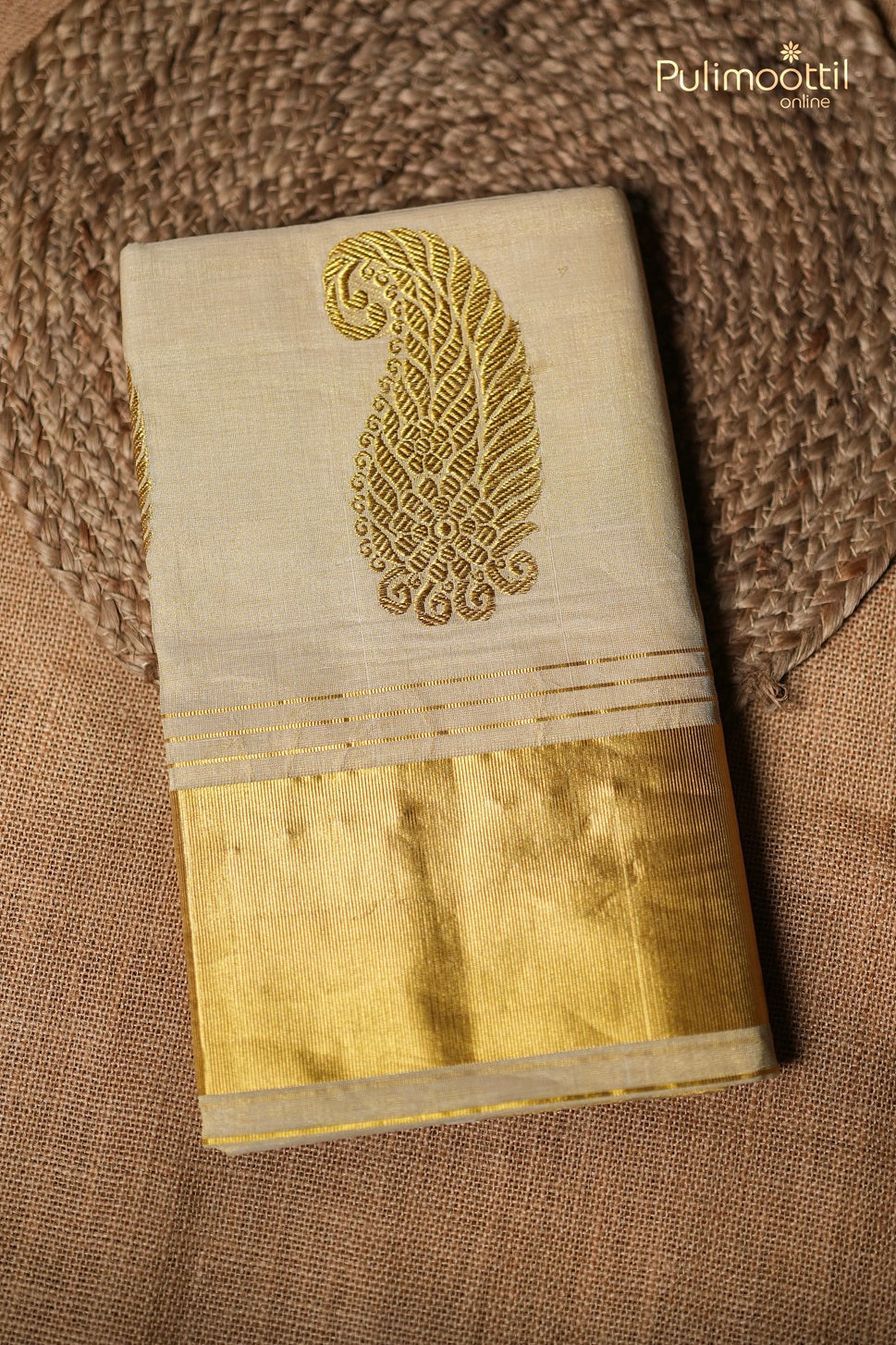 Kerala Traditional Golden Tissue Handloom Set Saree