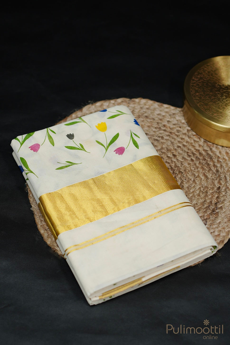 Kerala Cream Cotton Set Saree