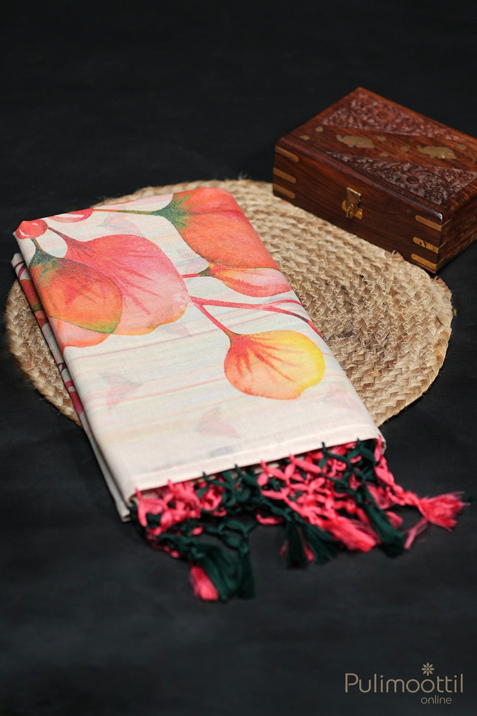 Kerala Rose Gold Tissue Digital Print Set Saree.