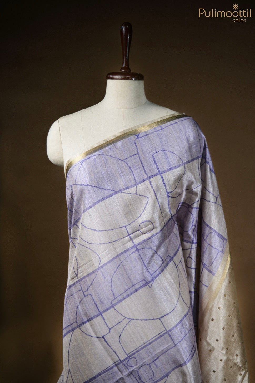 Lavender Colour Tussar Silk Saree