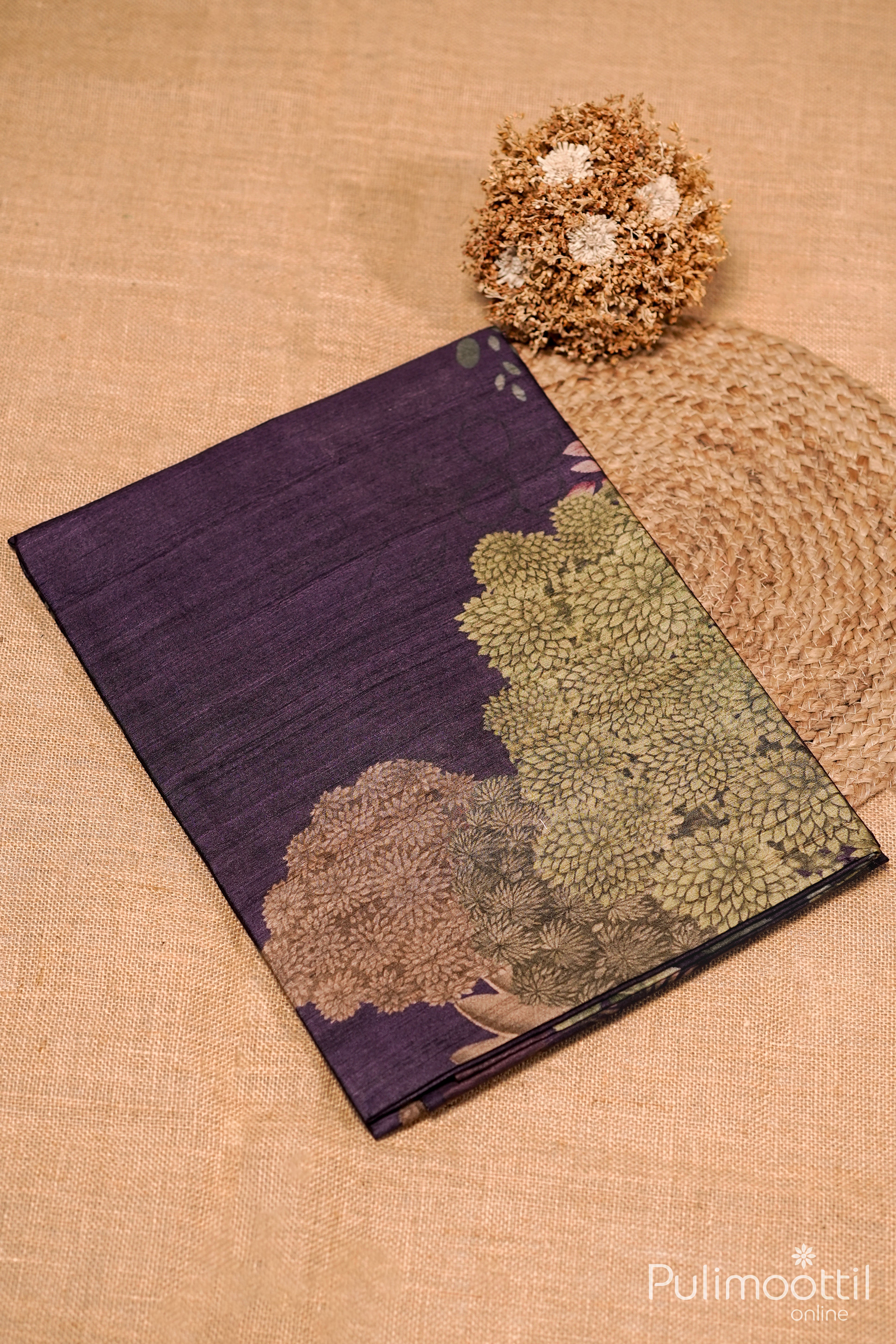 Violet Colour Tussar Silk Saree.