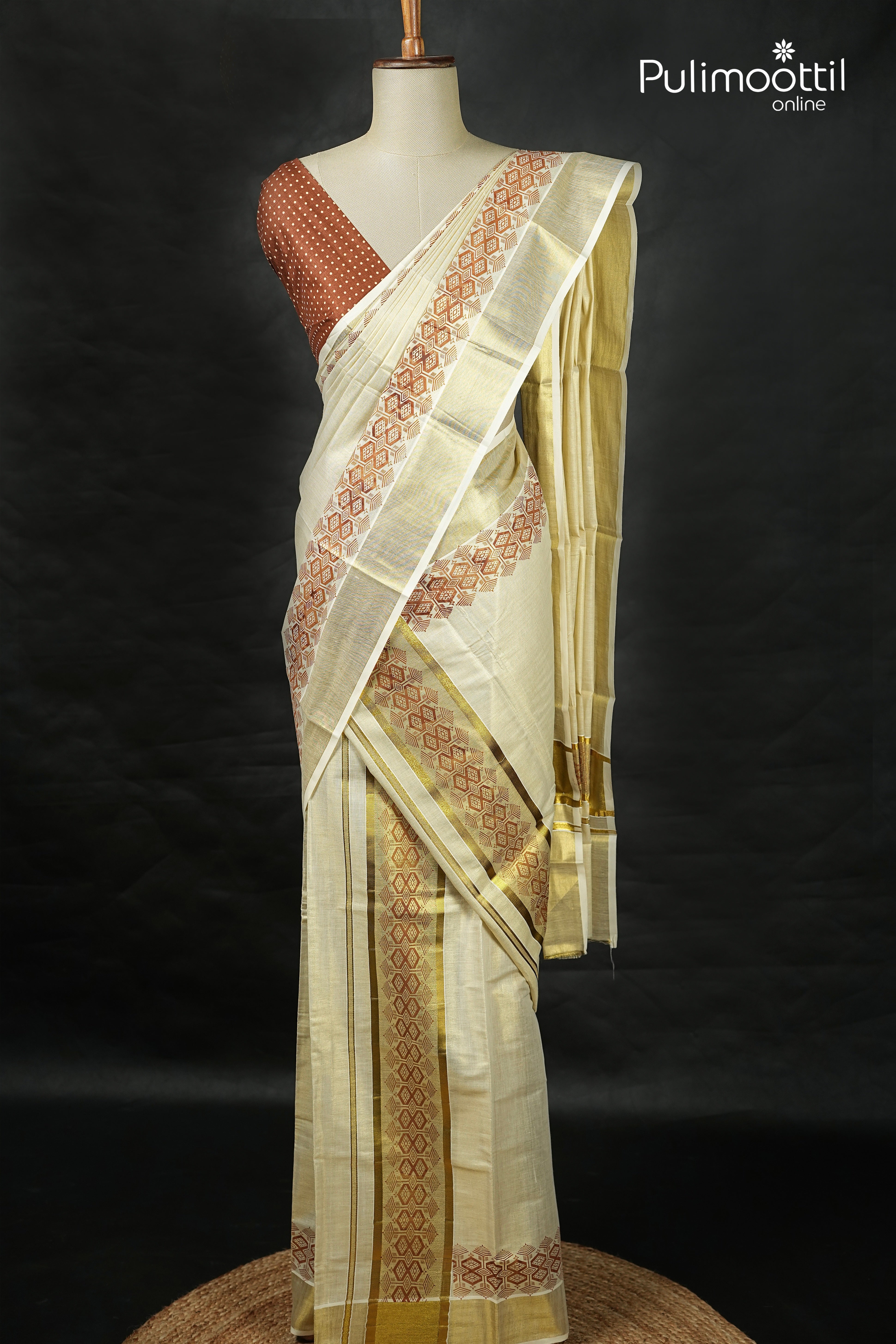 Onam Special Kerala Traditional Golden Tissue Set Mundu