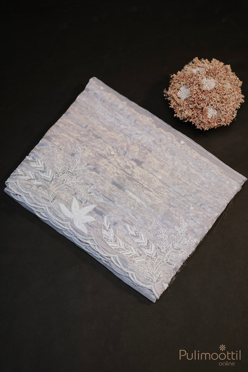 Ivory Colour Fancy Organza Saree.