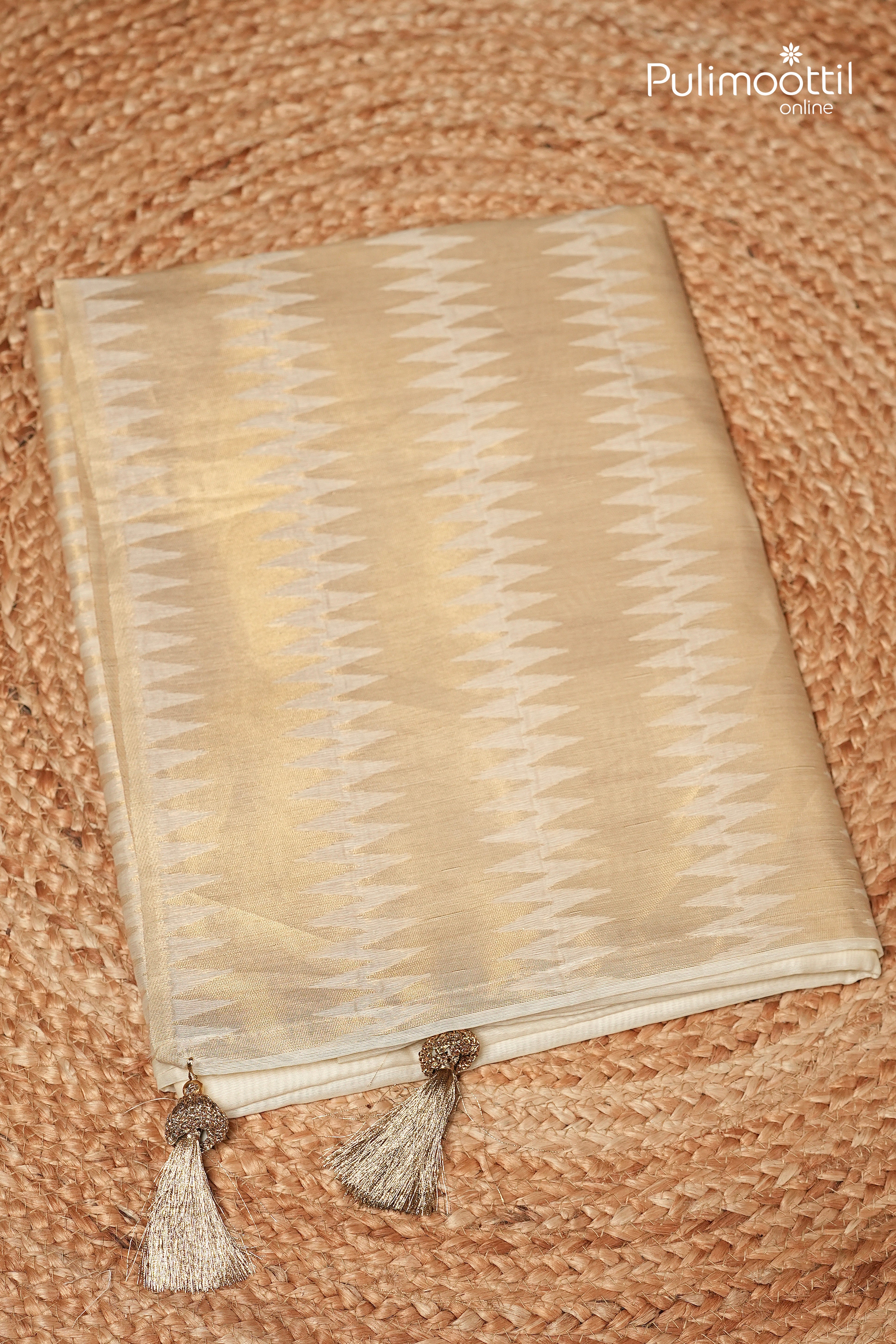 Offwhite Colour Semi Chanderi Traditional Saree