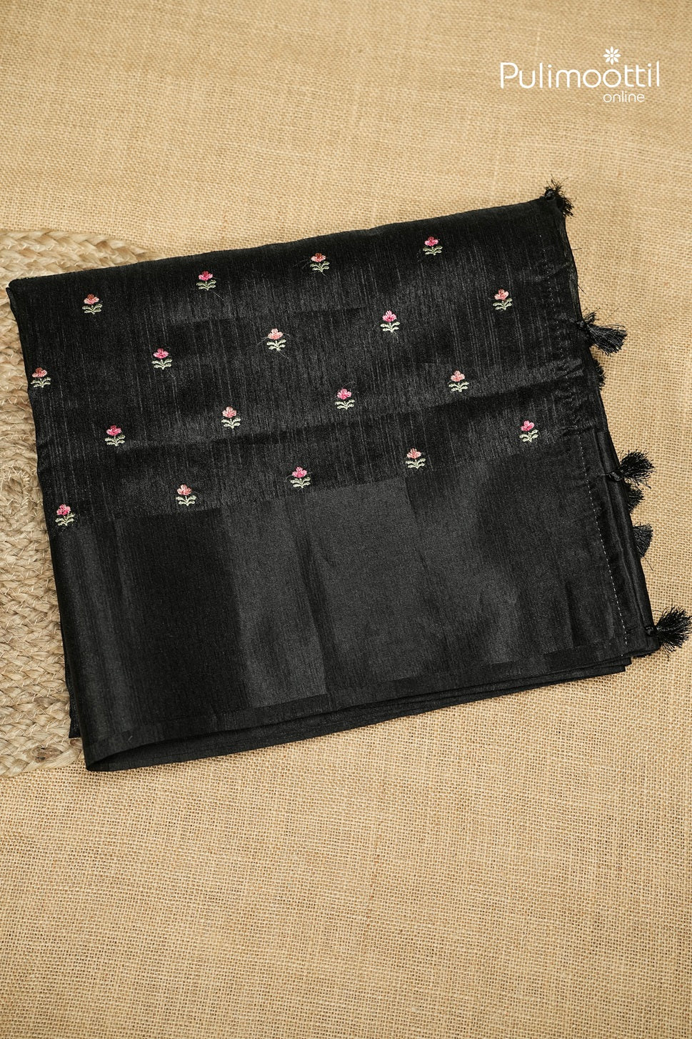 Black Colour Semi Jute Silk Saree