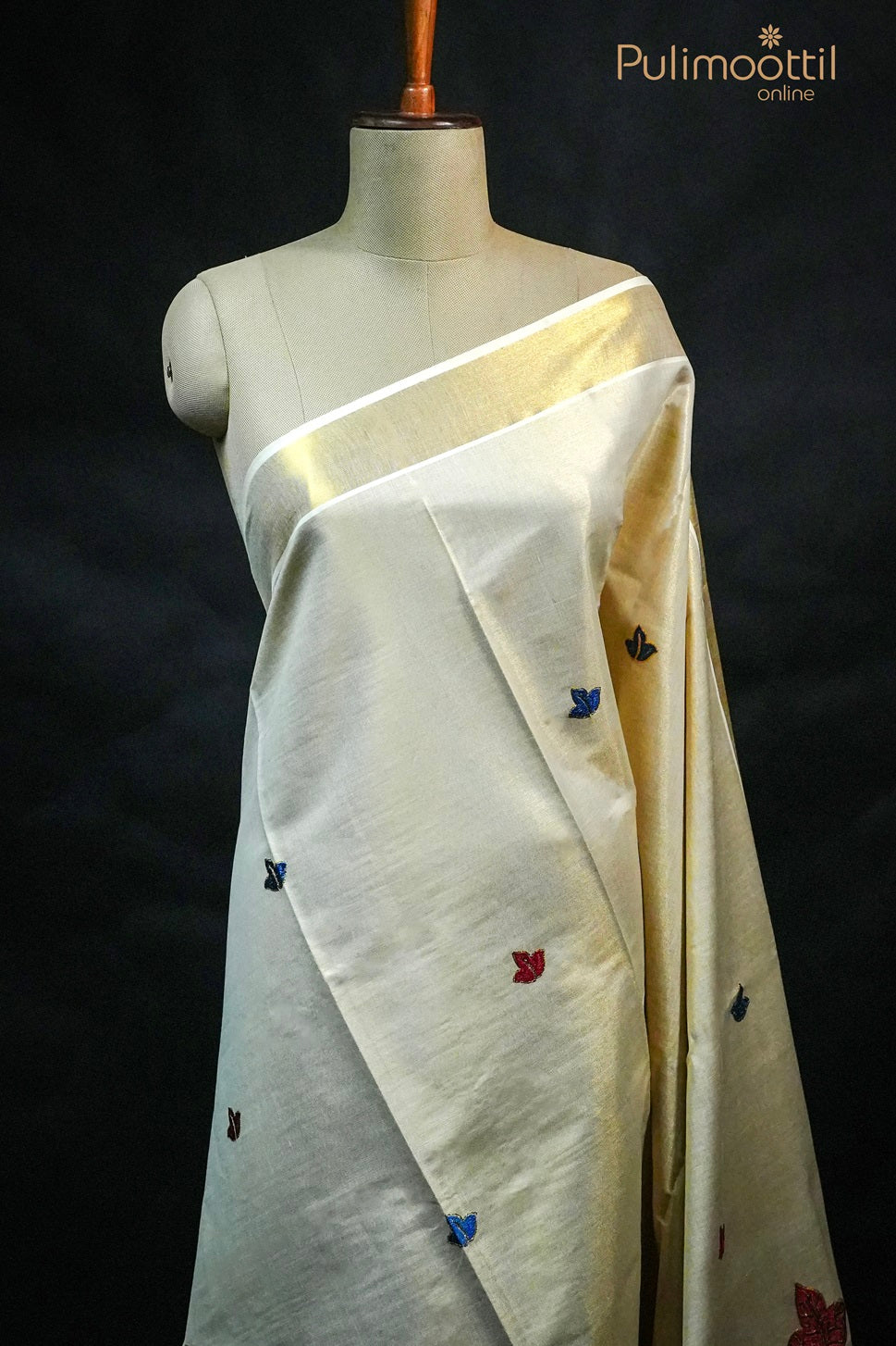 Kerala Tissue Thread Work Set Saree.