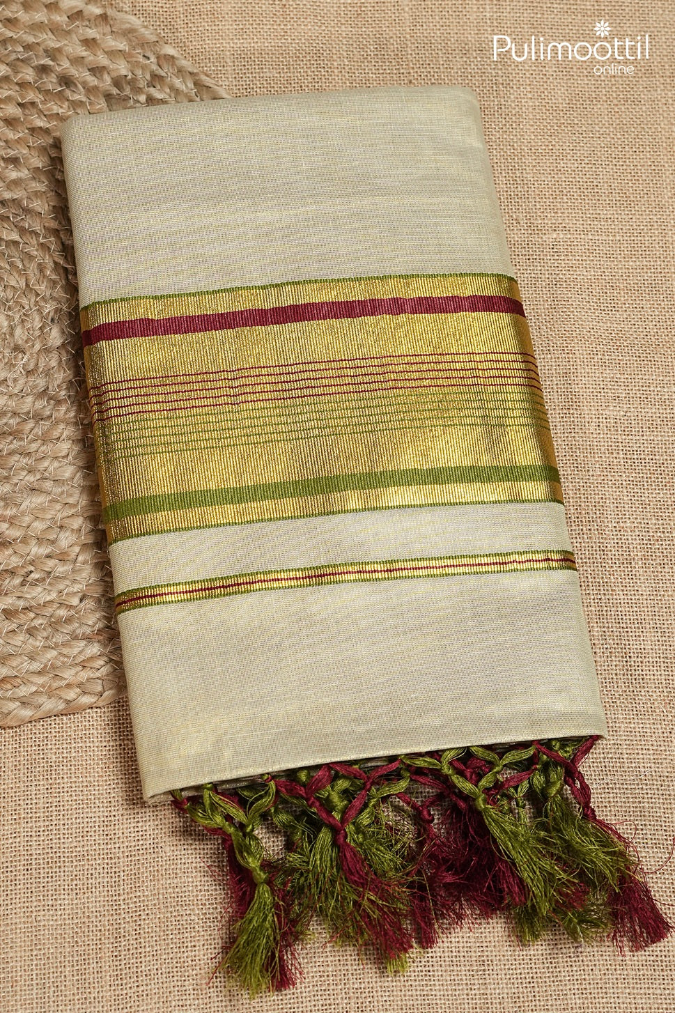 Kerala Traditional Golden Tissue Set Saree