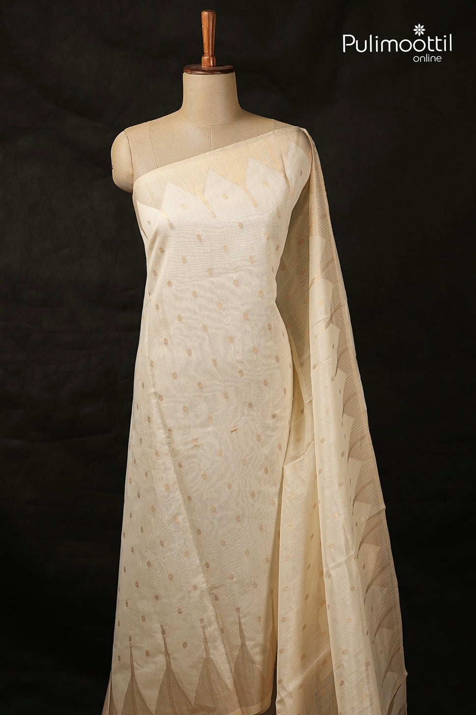 Offwhite Colour Semi Chanderi Traditional Saree