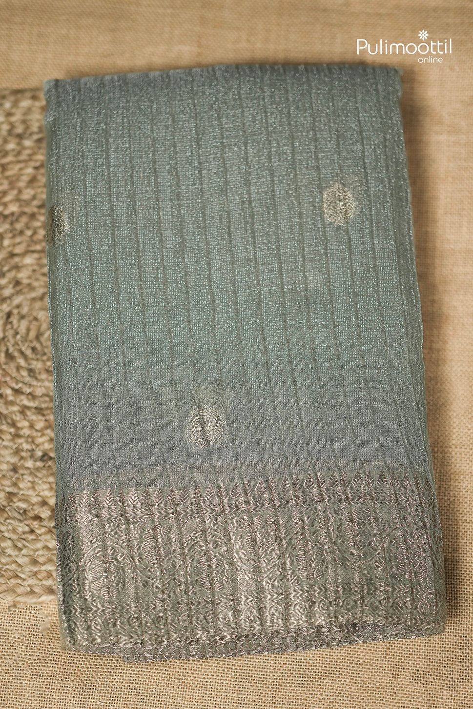 Light Pista Green Colour Semi Tissue Saree