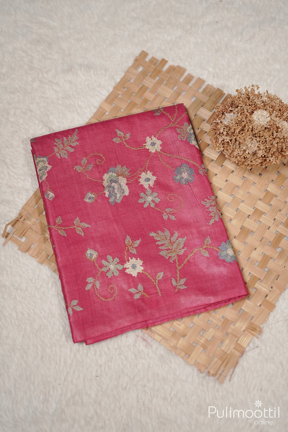 Pink Colour Tussar Silk Saree.