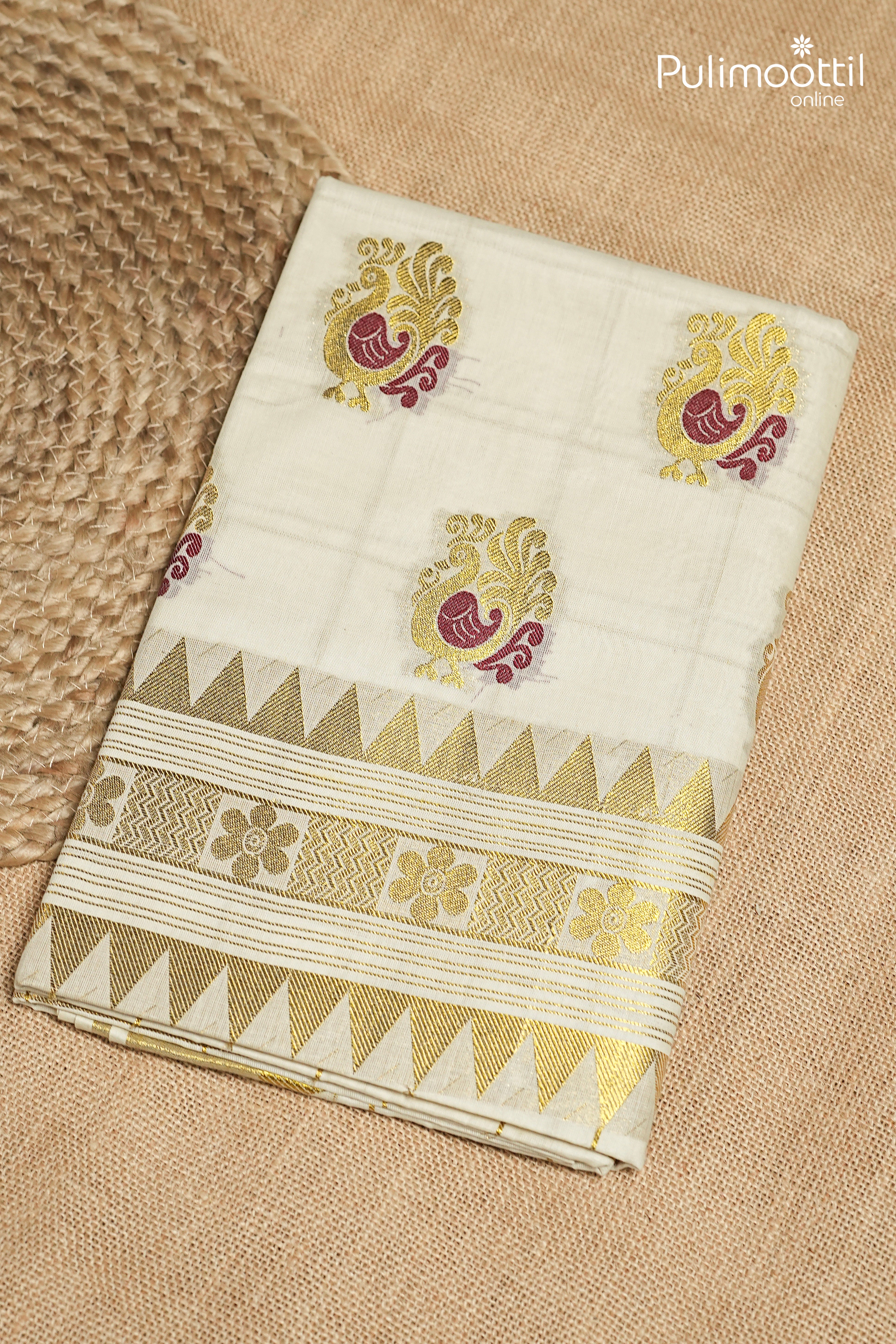 Off White Colour Kerala Traditional Set Saree