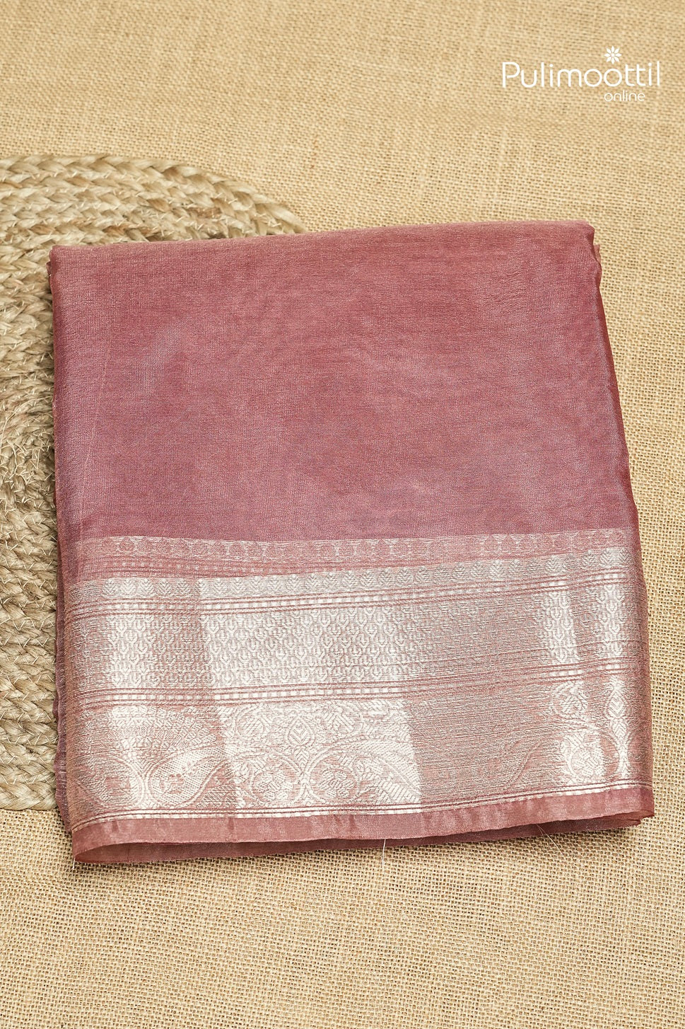 Onion Colour Organza Fancy Saree