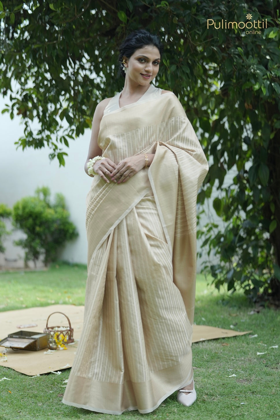 Golden Yellow Colour Tissue Organza Fancy Saree