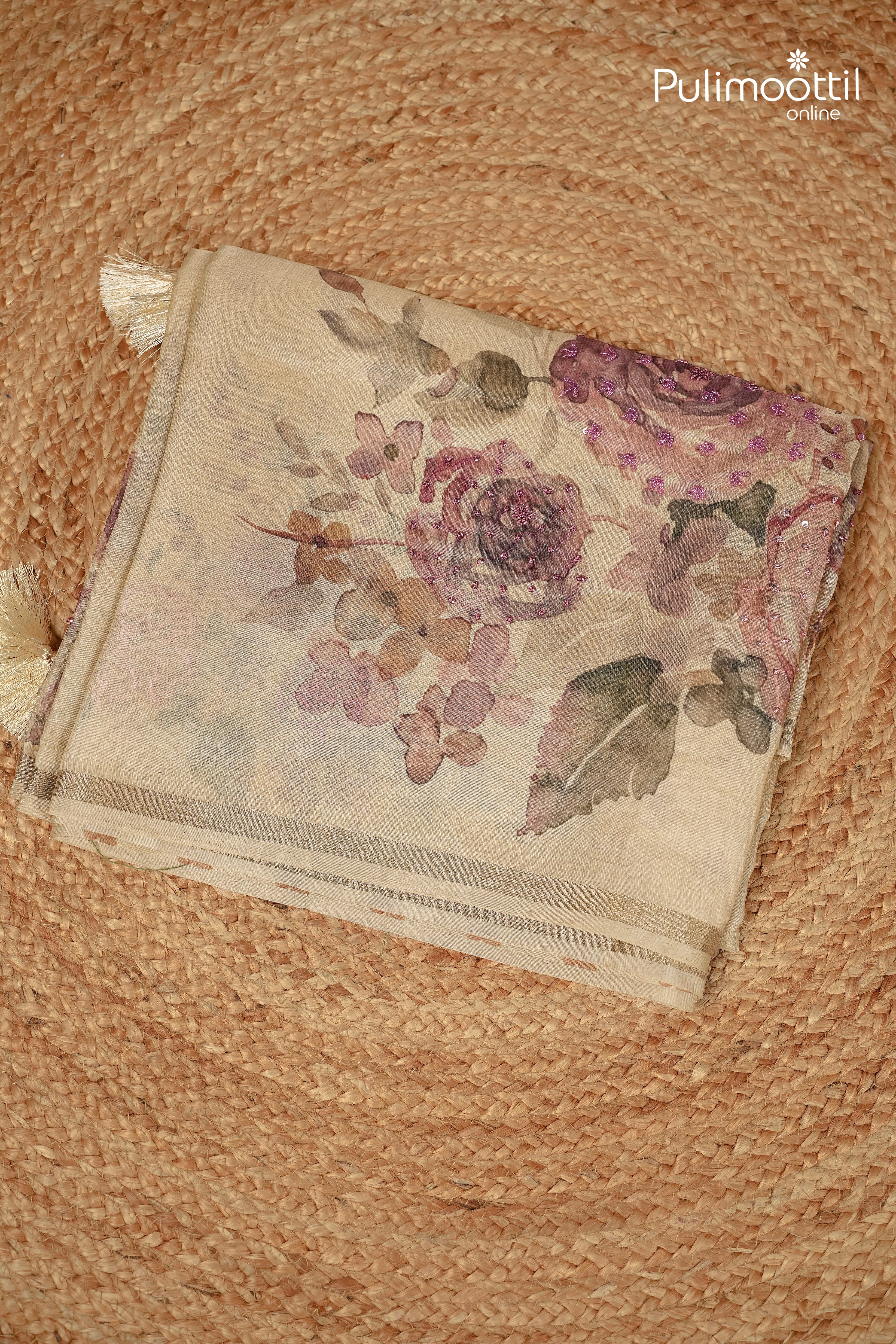 Ivory Colour Oraganza Saree
