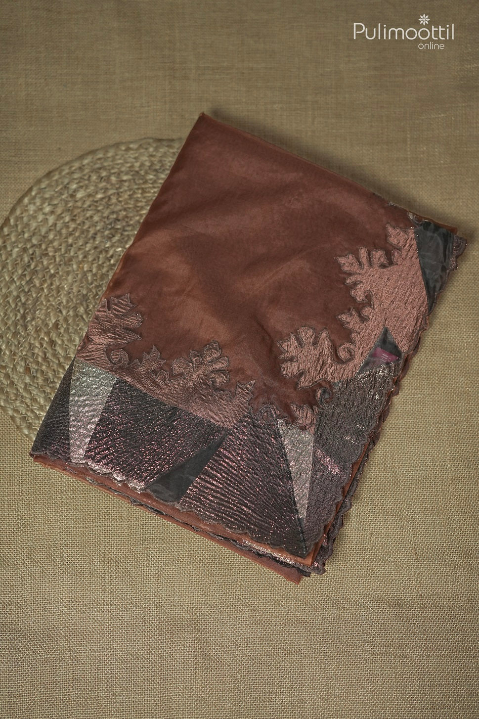 Dark Coffee Brown Colour Organza Saree
