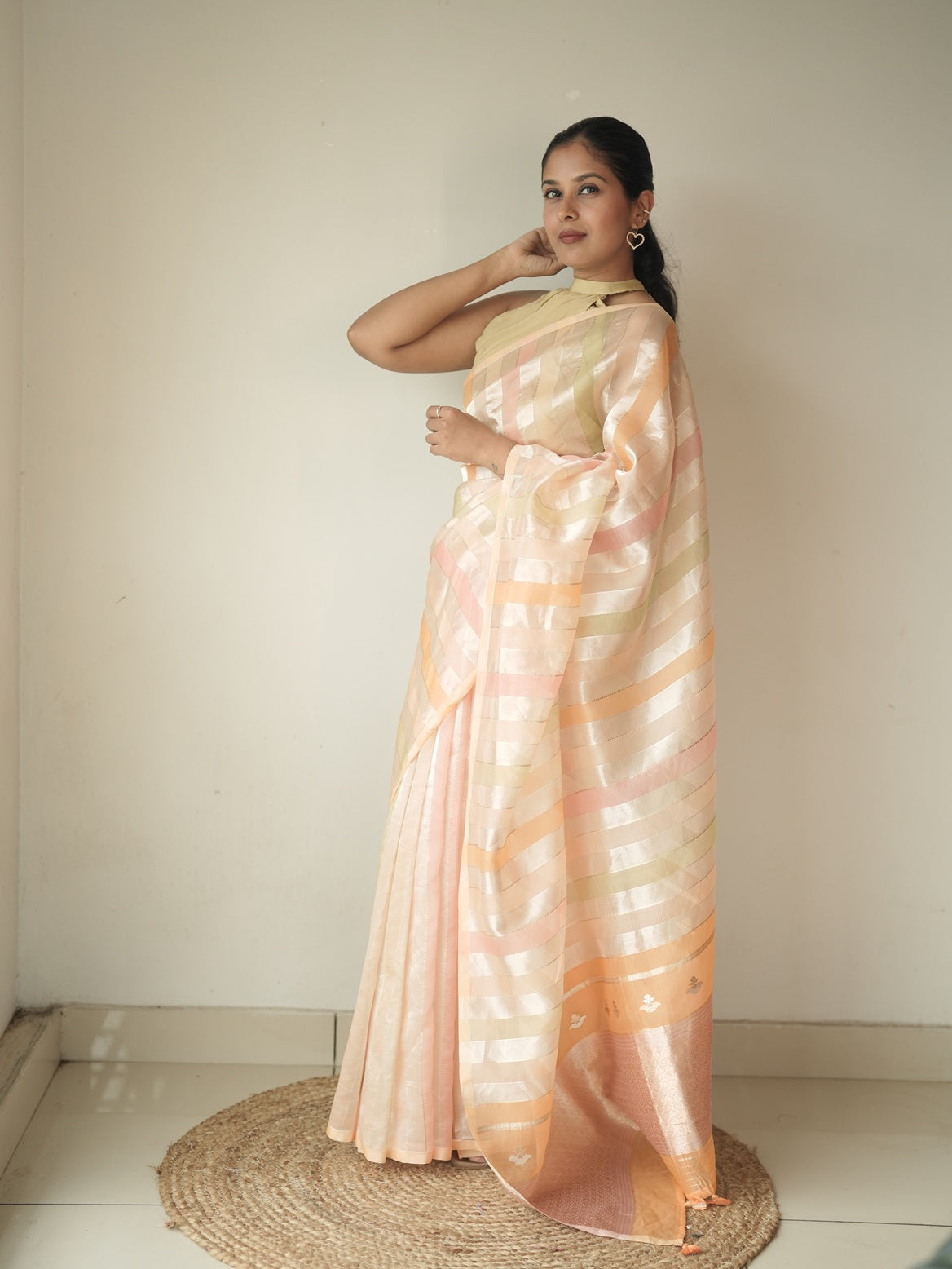 Pastel Shaded Organza Saree.