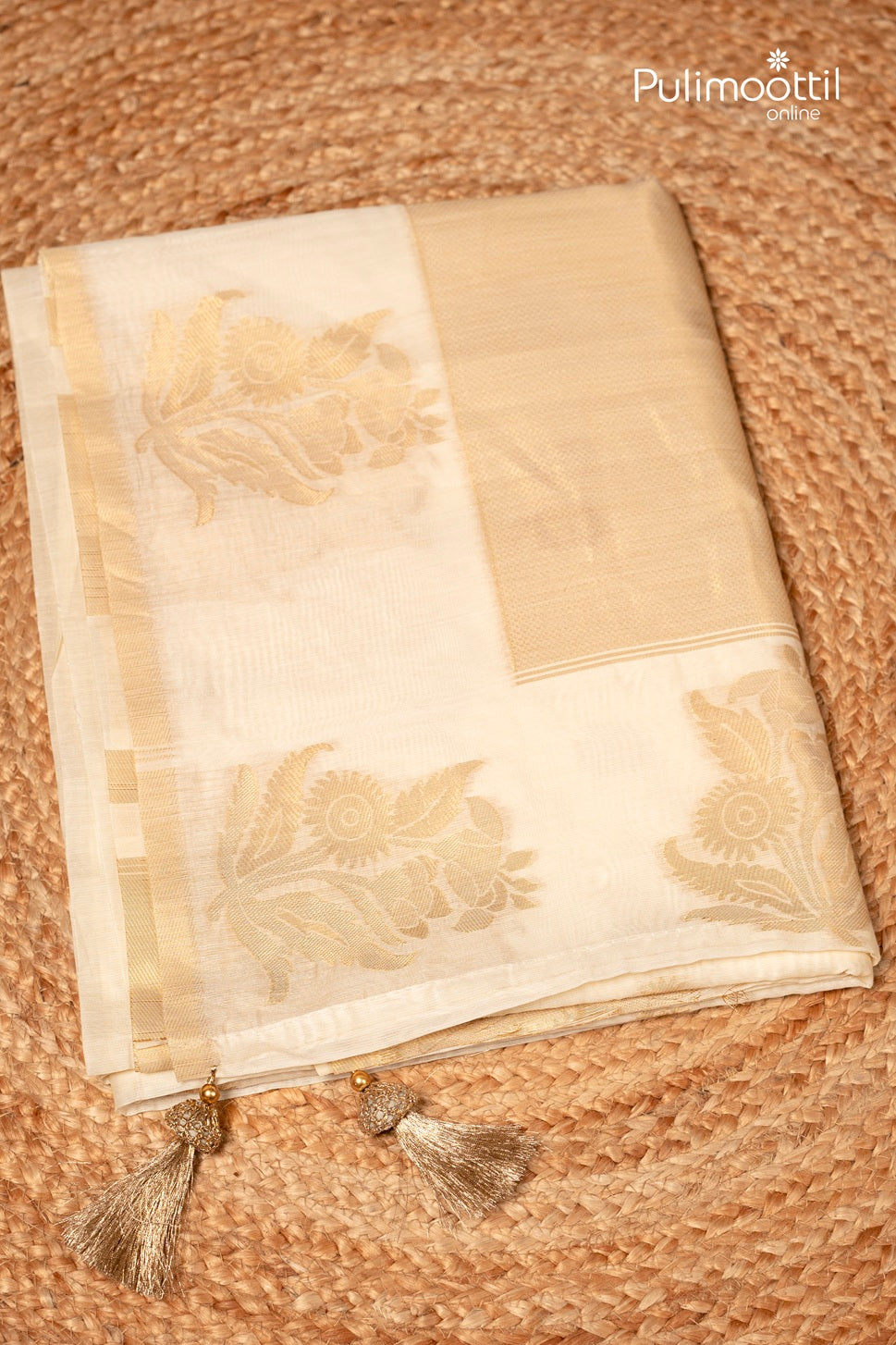 Offwhite Colour Semi Chanderi Traditional Saree