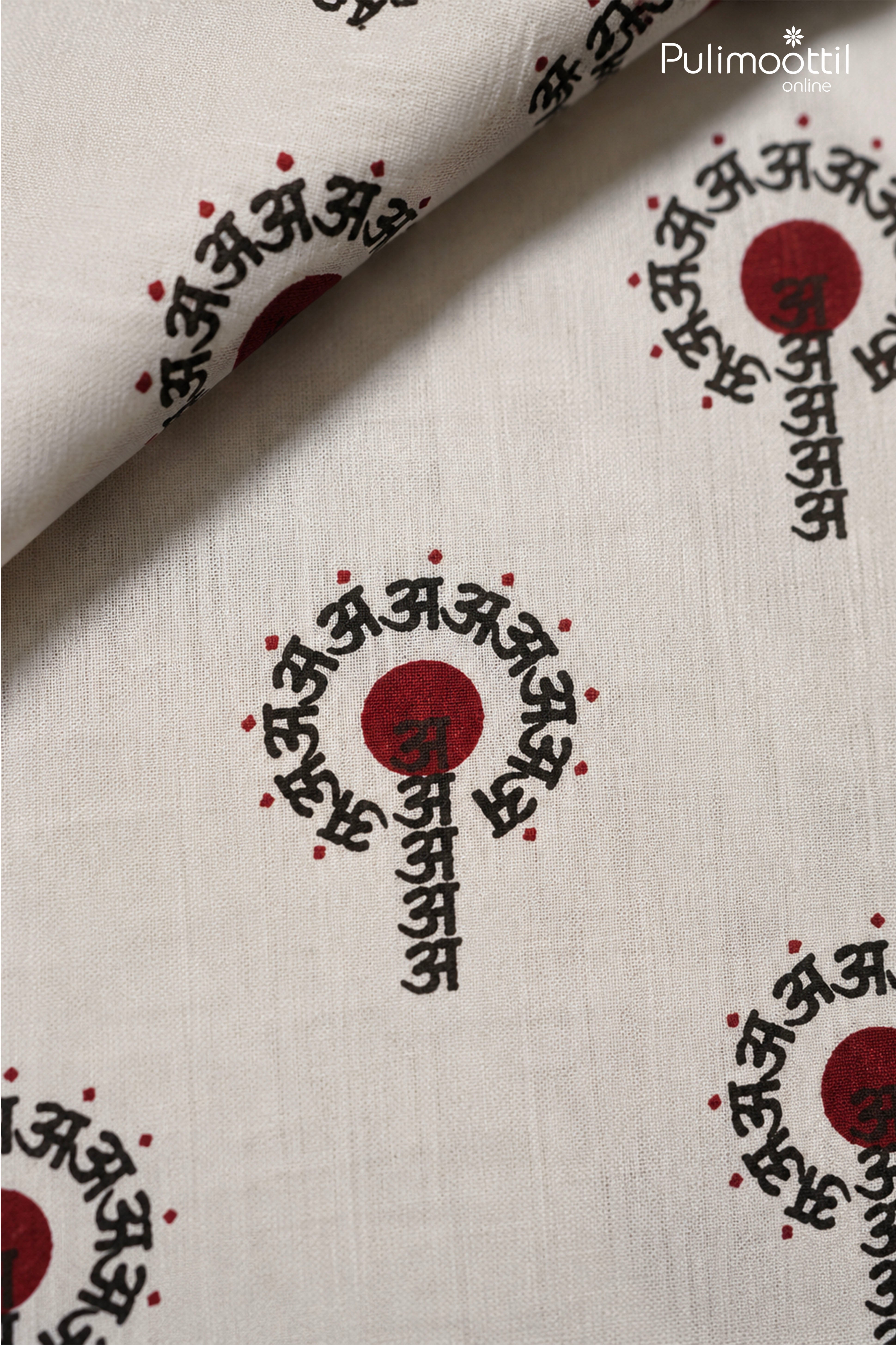 White Half Sleeve Mens Shirt With Sanskrit Circular Print