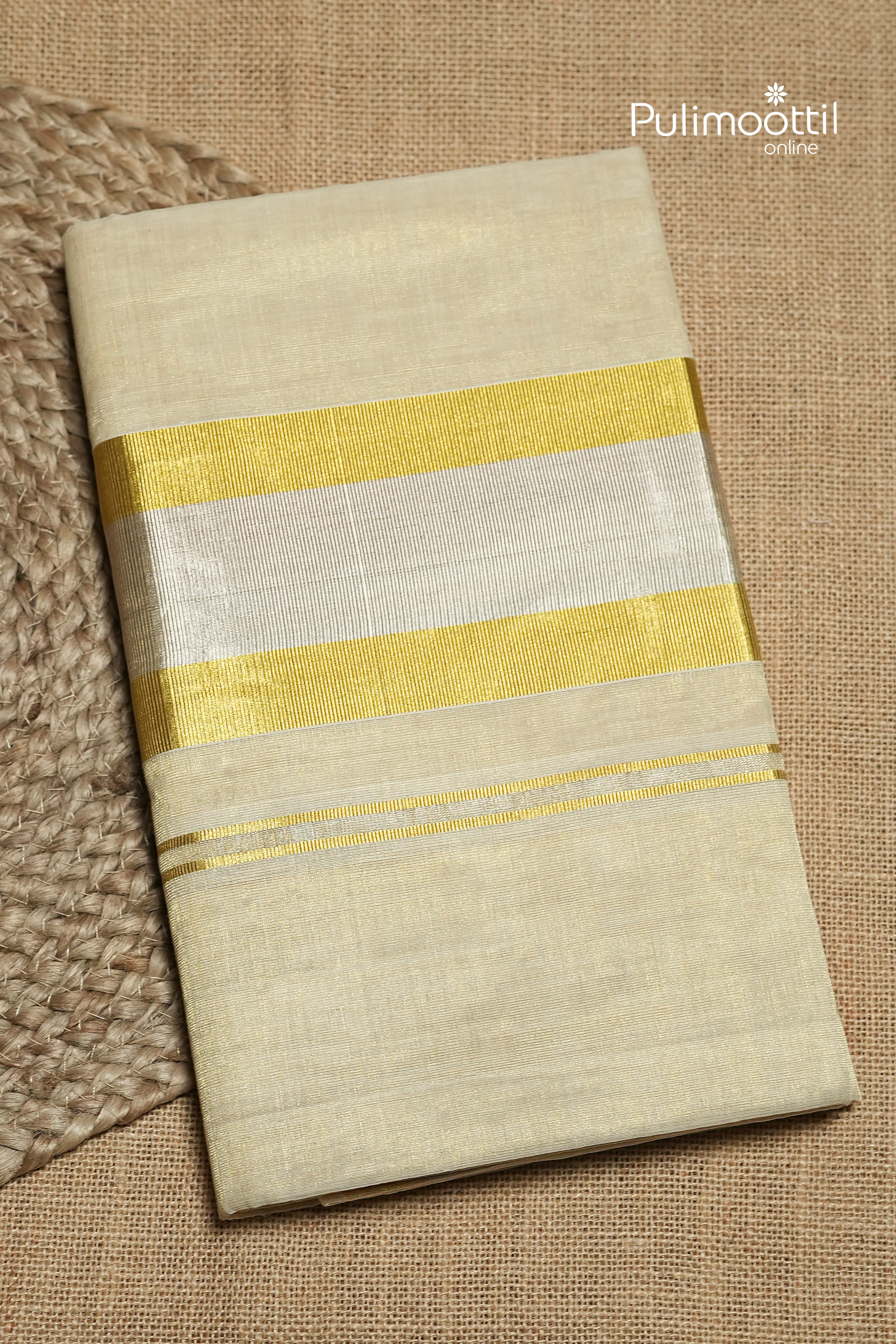 Kerala Traditional Golden Tissue Handloom Saree