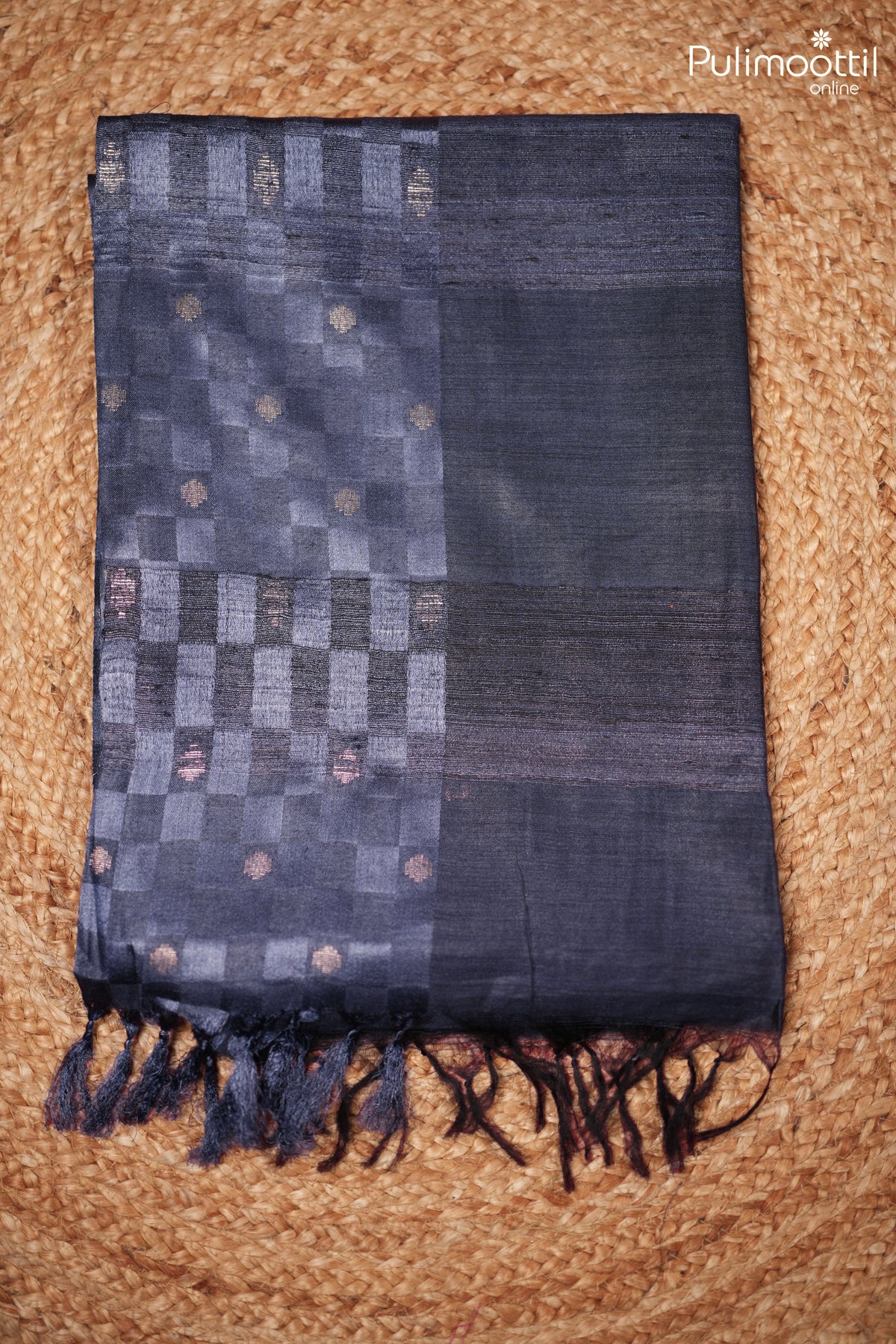Dark Blue Colour Tussar Silk Saree