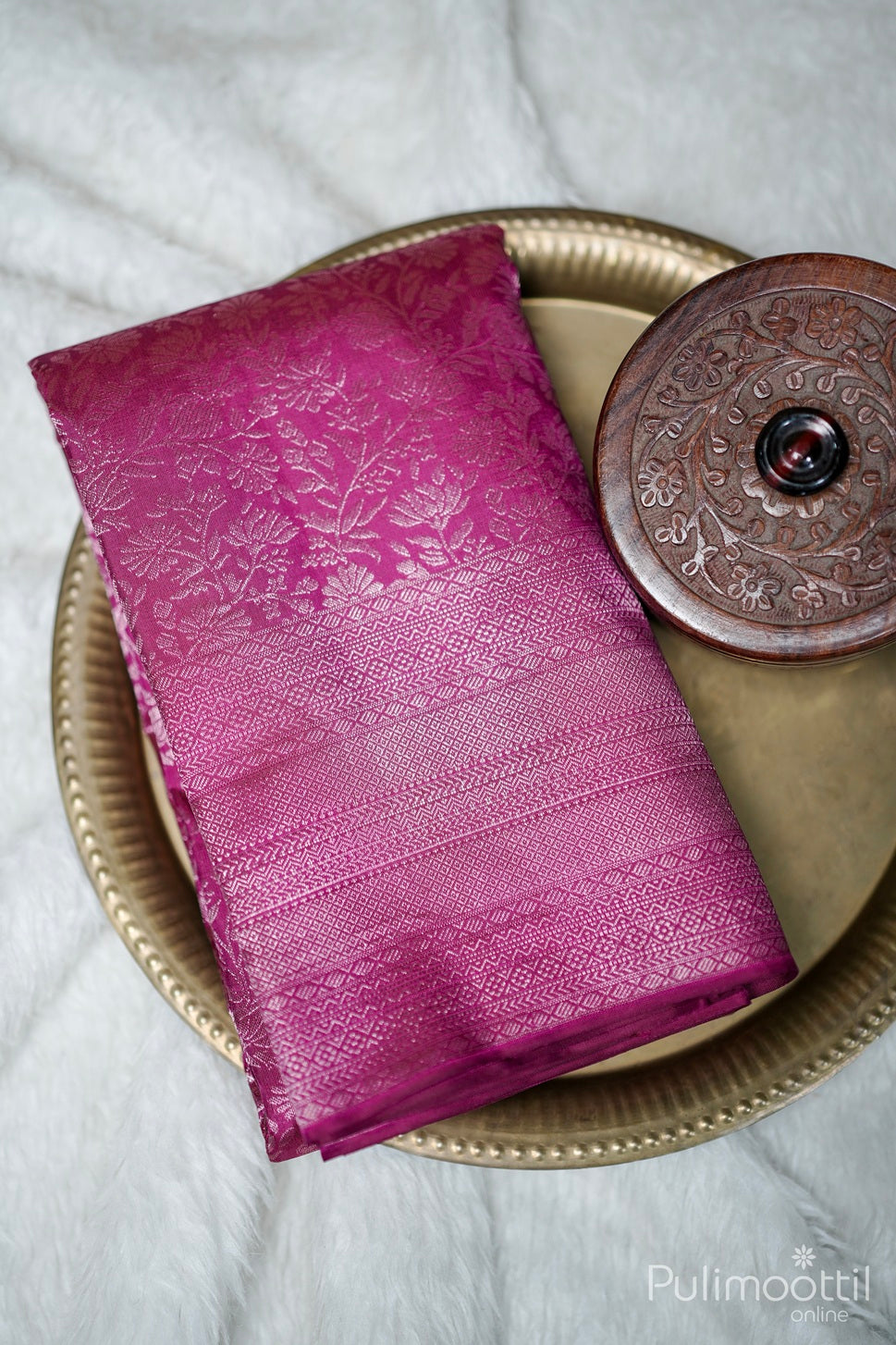 Dark Pink Kanchipuram Brocade Saree.