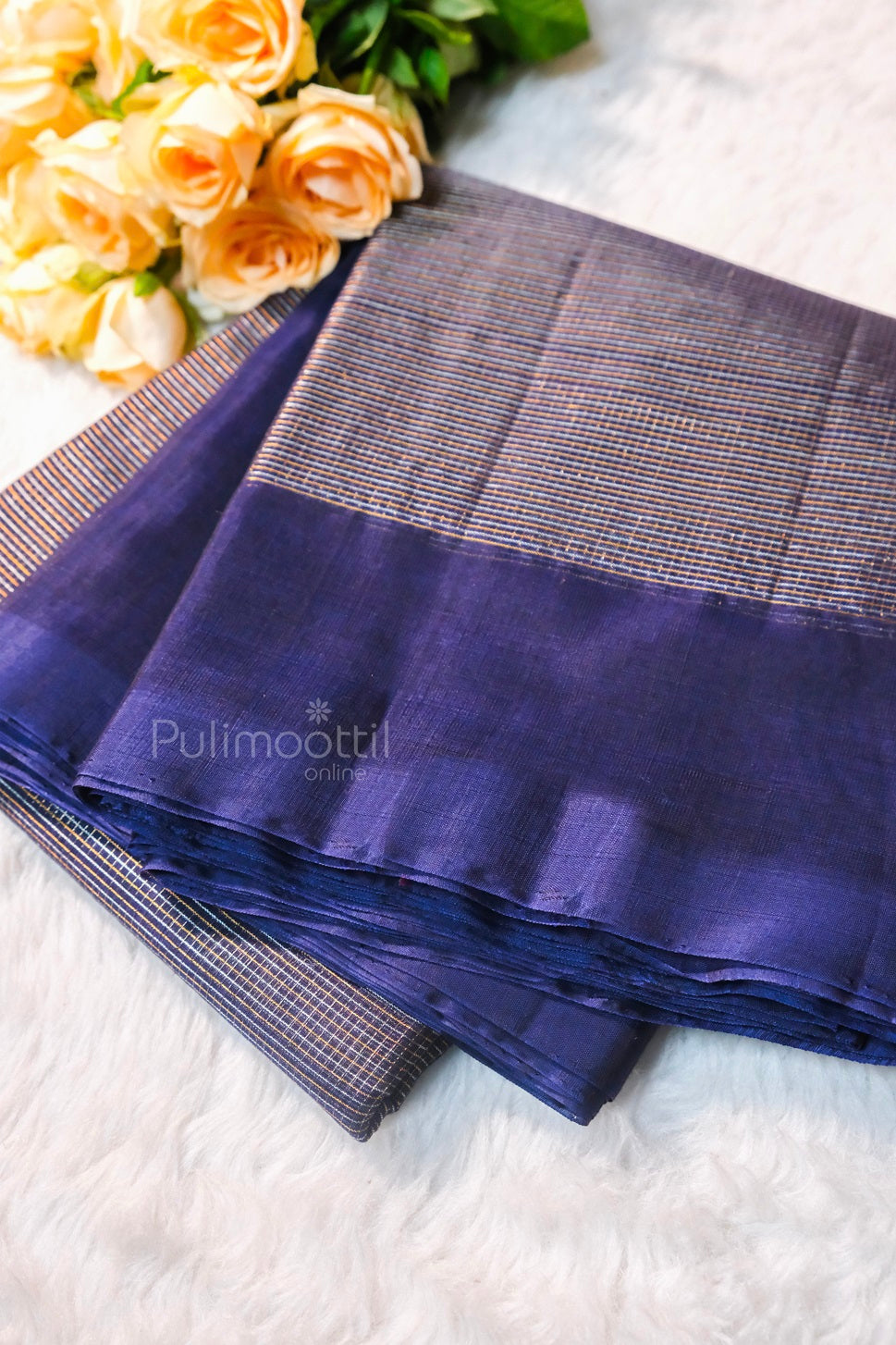 Navy Blue Colour Cotton Silk Saree