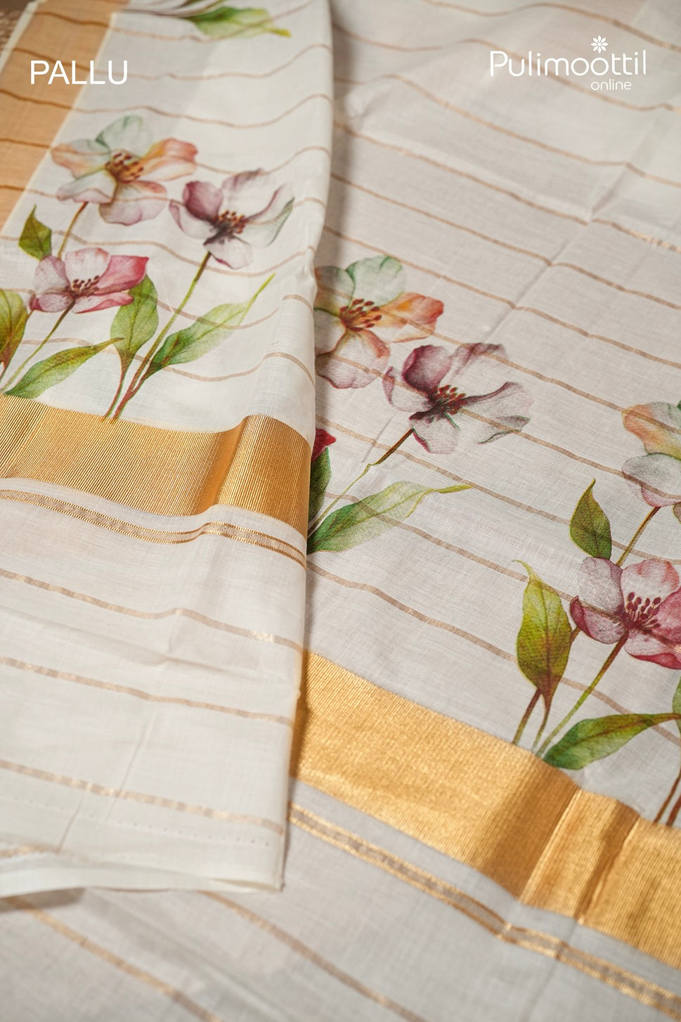 OffWhite Colour Kerala Traditional Cotton Set Saree