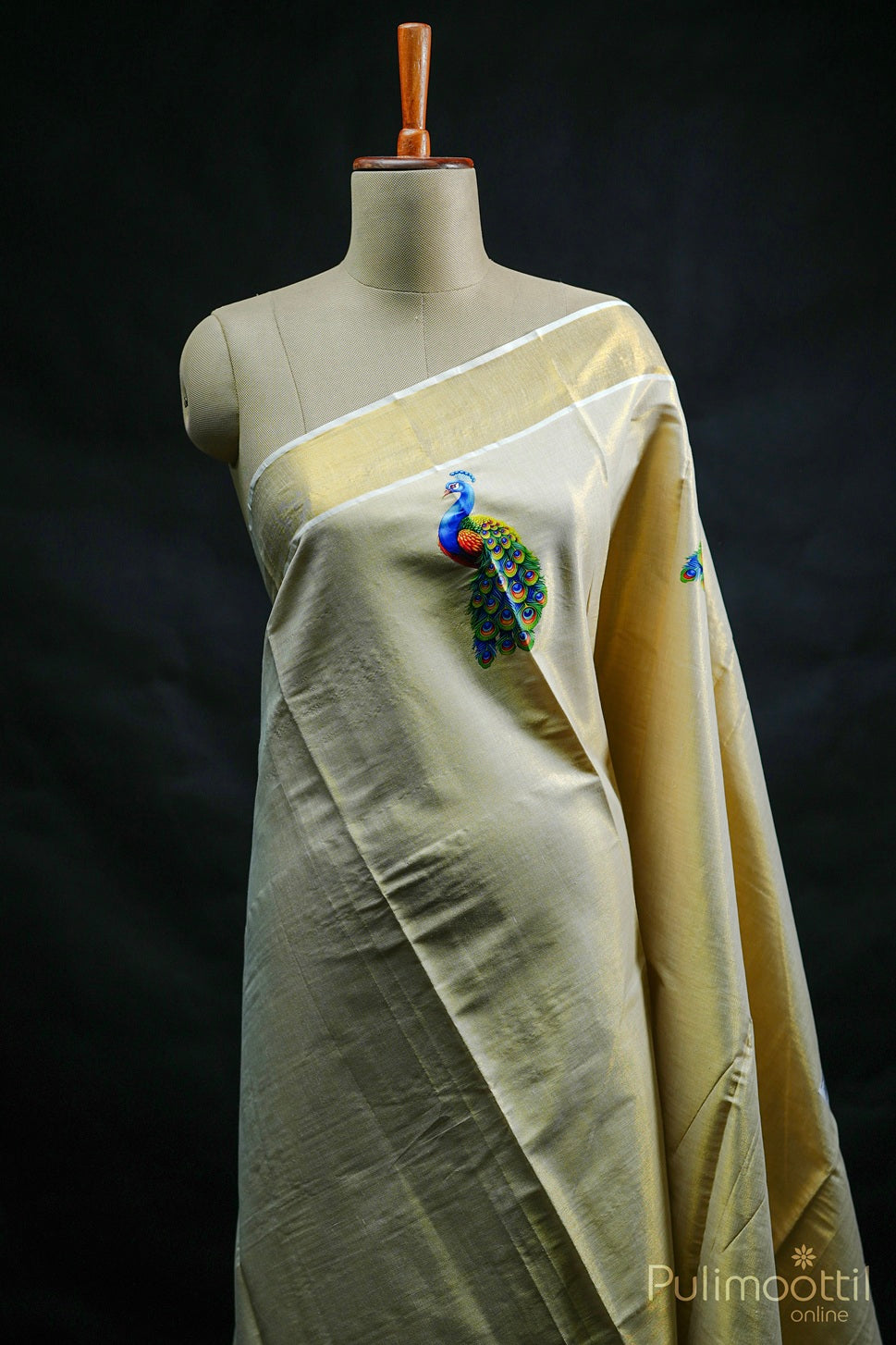 Kerala Traditional Golden Tissue Set Saree.