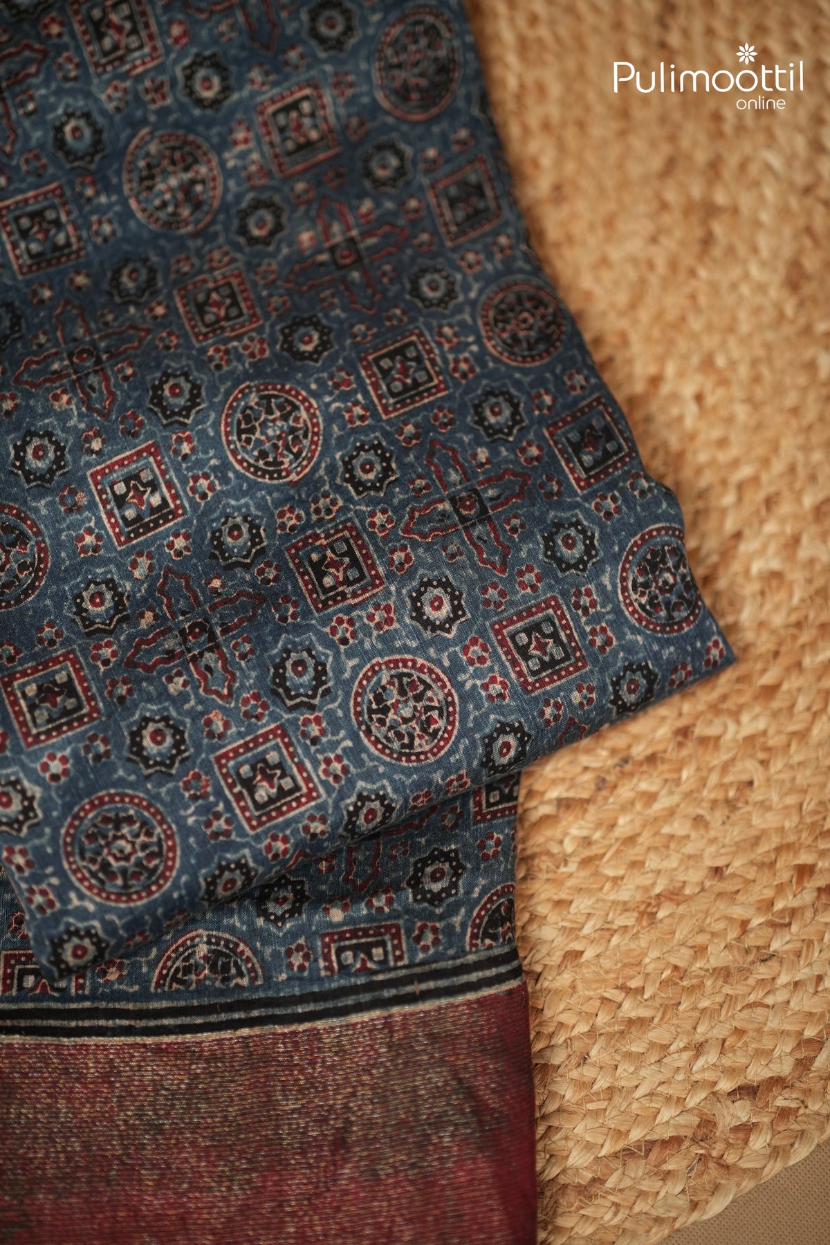 Indigo Blue Colour Pure Chanderi Silk Saree