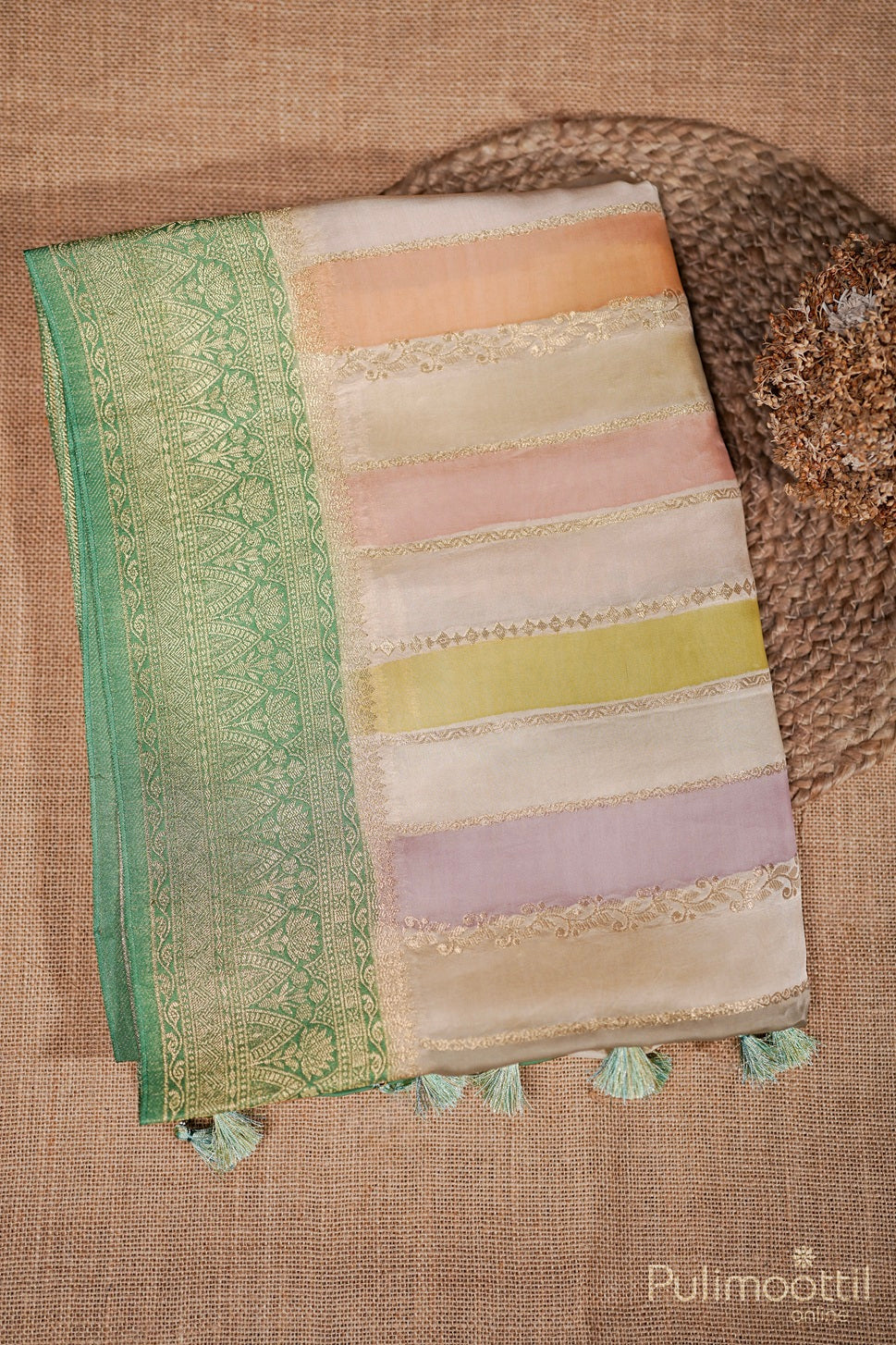 Multi Colour Organza Banarasi Saree.