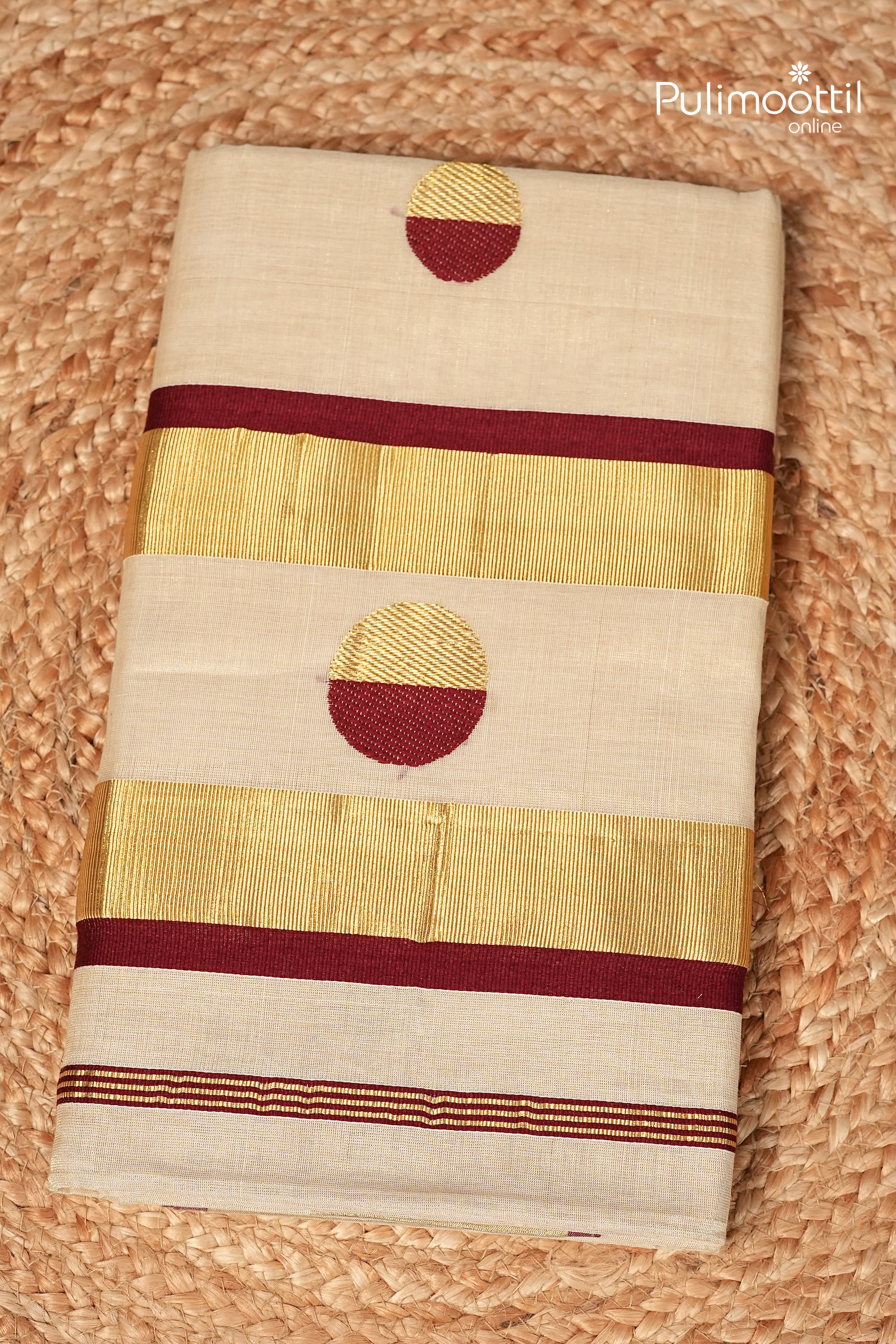 Kerala Traditional Golden Tissue Handloom Set Saree