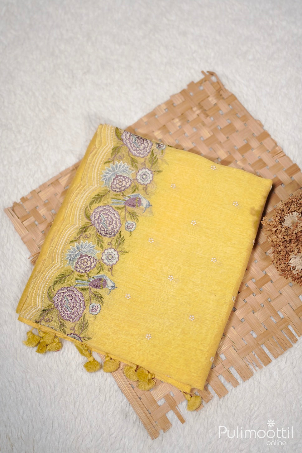 Pastel Yellow Colour Chandheri SIlk Saree.