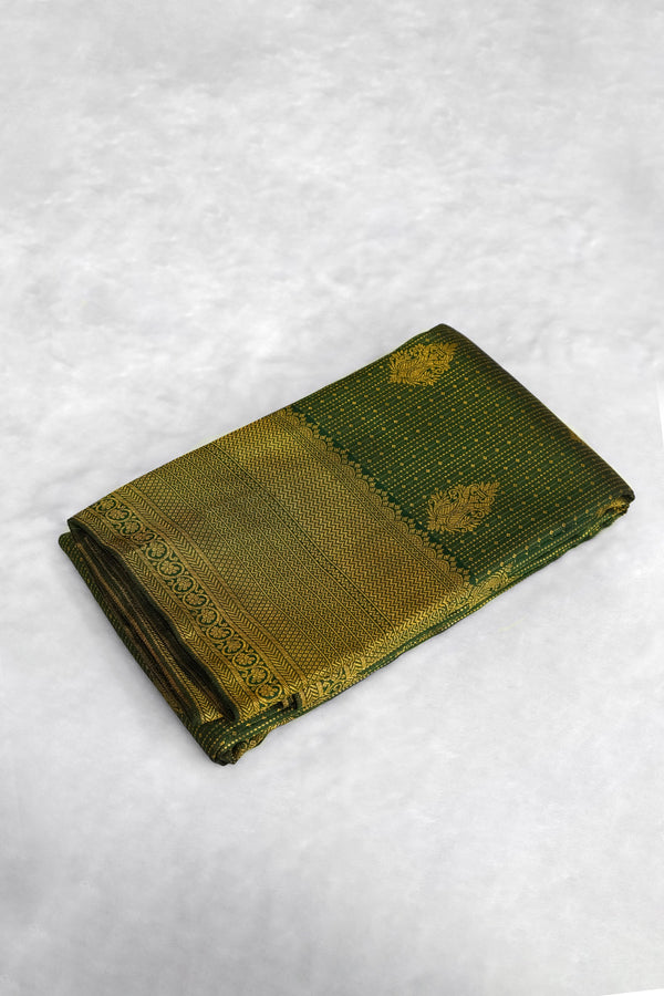 Dark Green Color Kanchipuram Brocade Saree