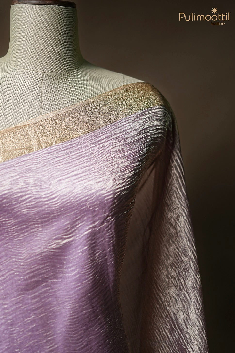 Lavender Colour Crushed Tissue Fancy Saree