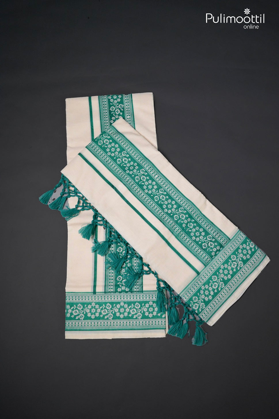 Onam Special Kerala Traditional Peacock Green Set Dhoti