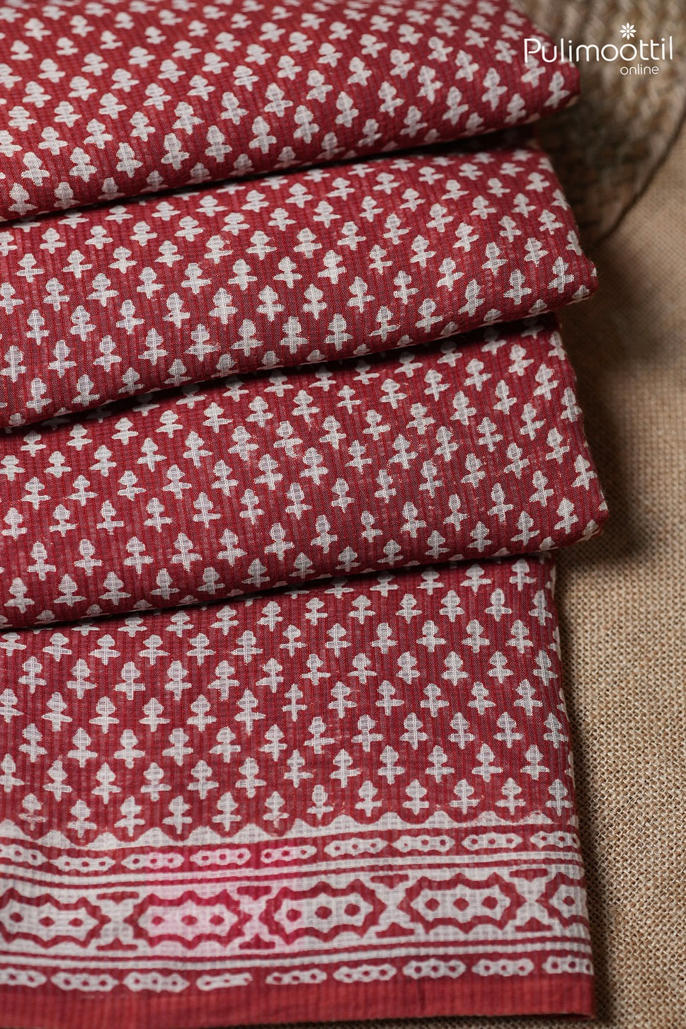 Brick Red Colour Doria Kota Saree.