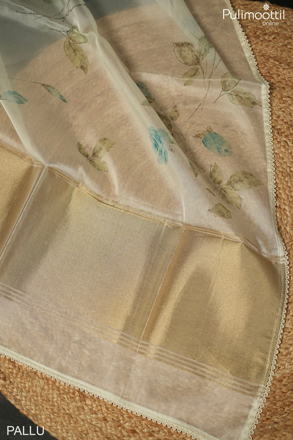 Kerala Traditional  Off-White Organza Saree